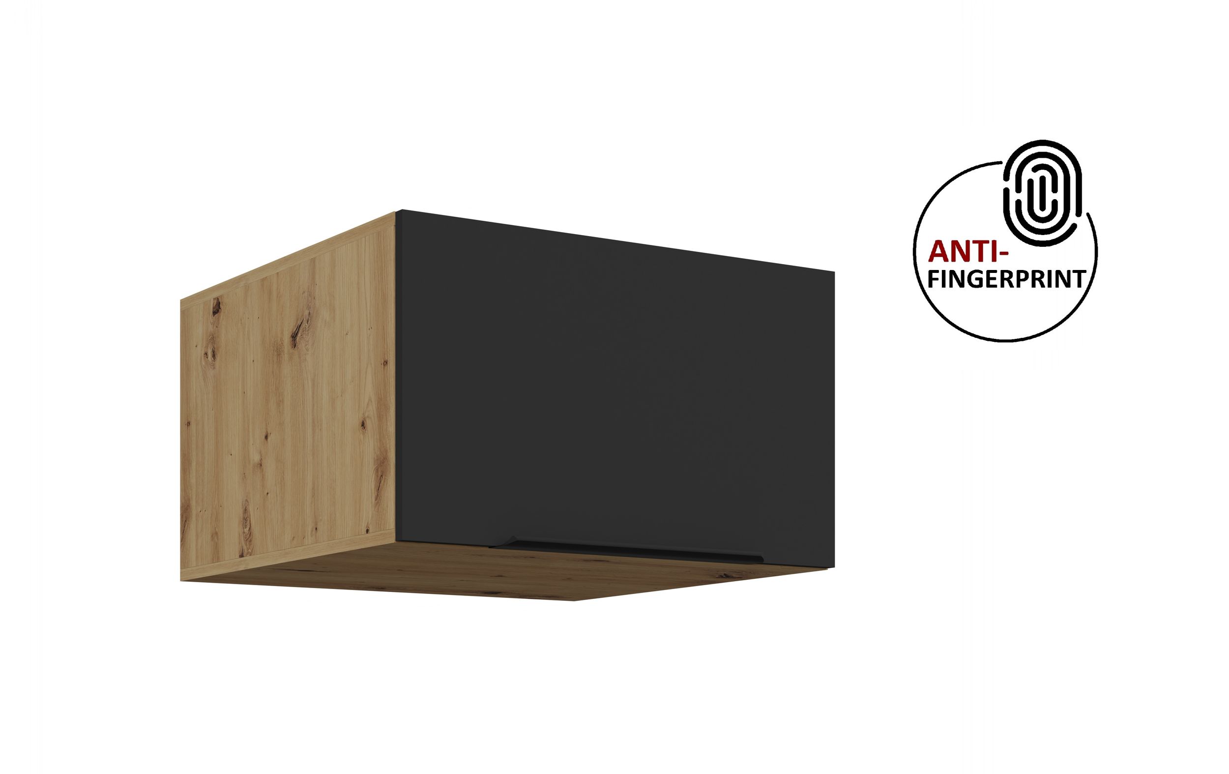 K&uuml;chen Aufsatzschrank 60 K&uuml;che ARIA Schwarz matt K&uuml;chenzeile Anti Fingerprint - Bild 1