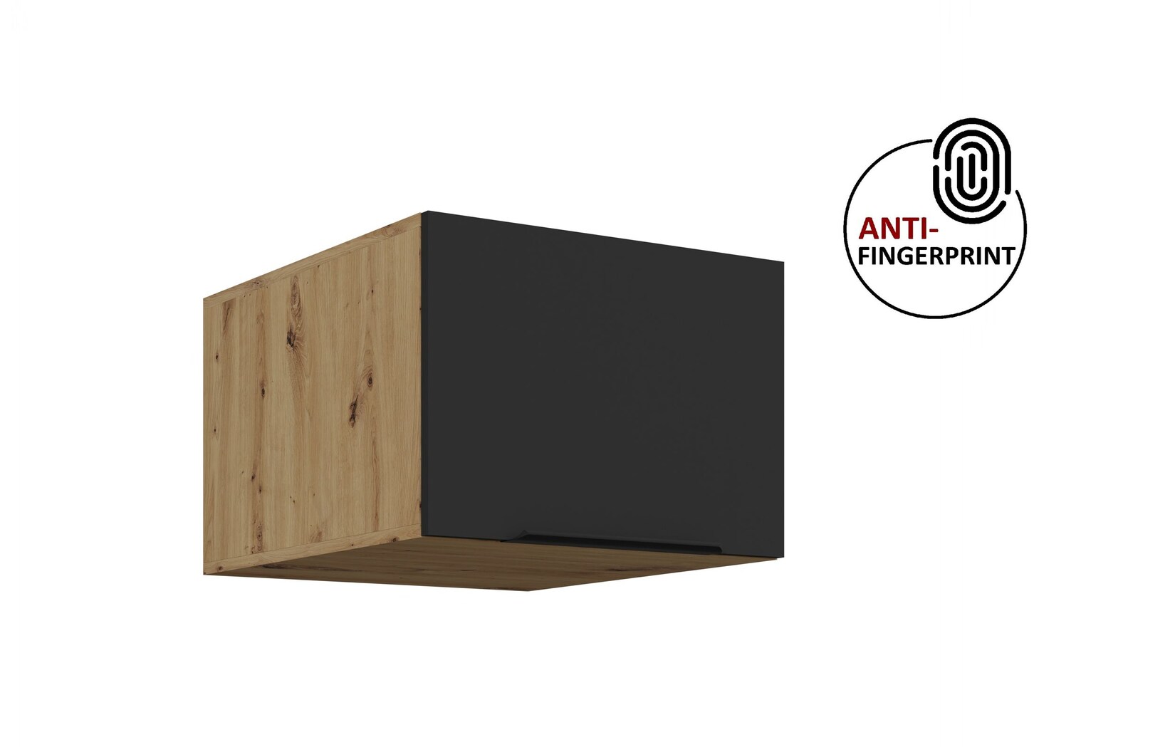 Küchen Aufsatzschrank 50 Küche ARIA Schwarz Küchenzeile Anti Fingerprint