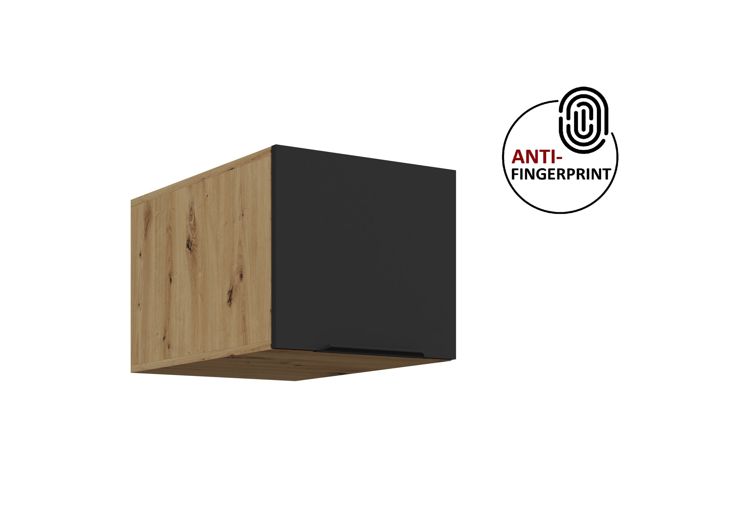 K&uuml;chen Aufsatzschrank 40 K&uuml;che ARIA Schwarz K&uuml;chenzeile Anti Fingerprint - Bild 1