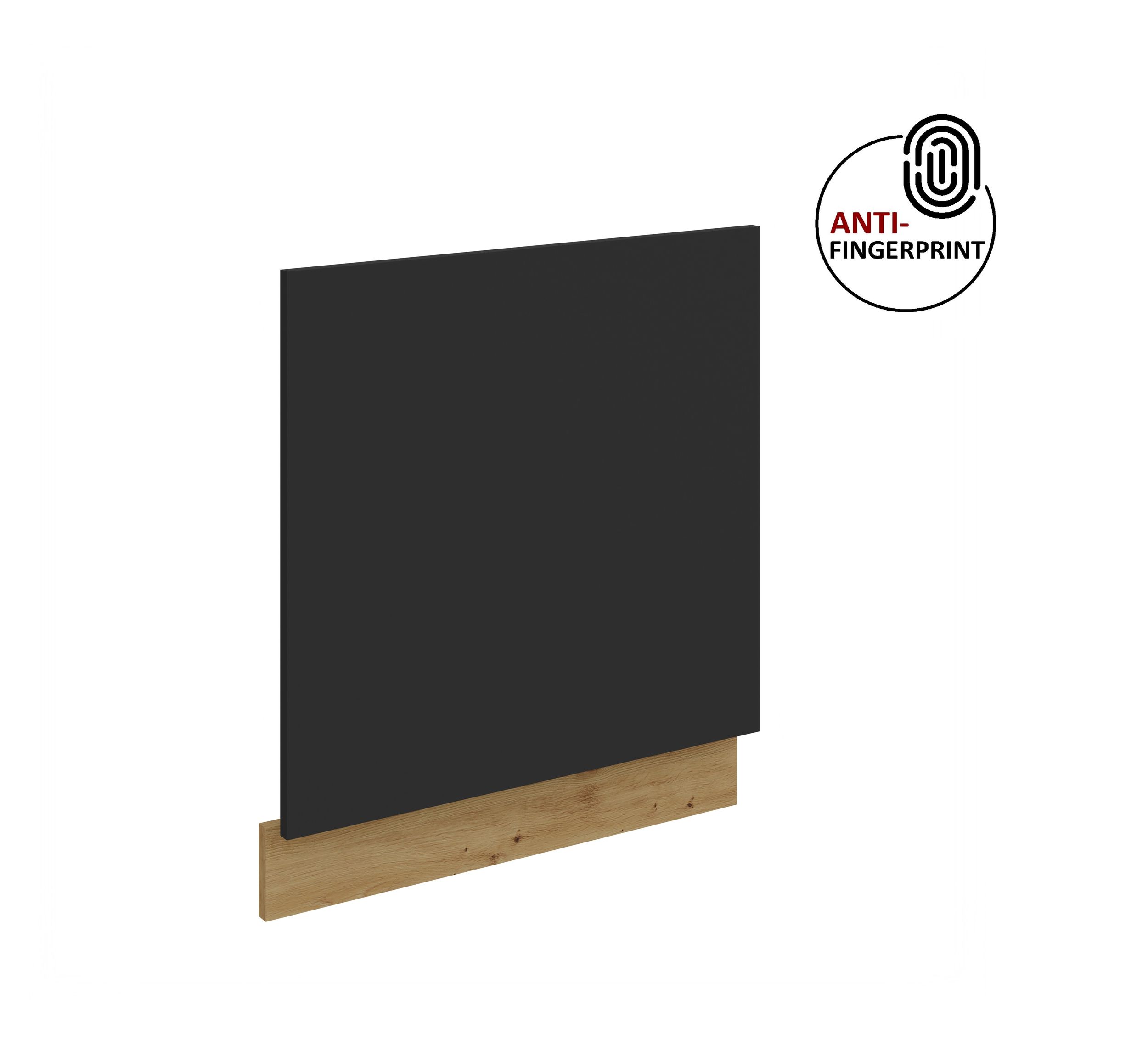 Frontblende f&uuml;r integrierten Geschirrsp&uuml;ler 60 cm ARIA Schwarz + Eiche Artisan - Bild 1