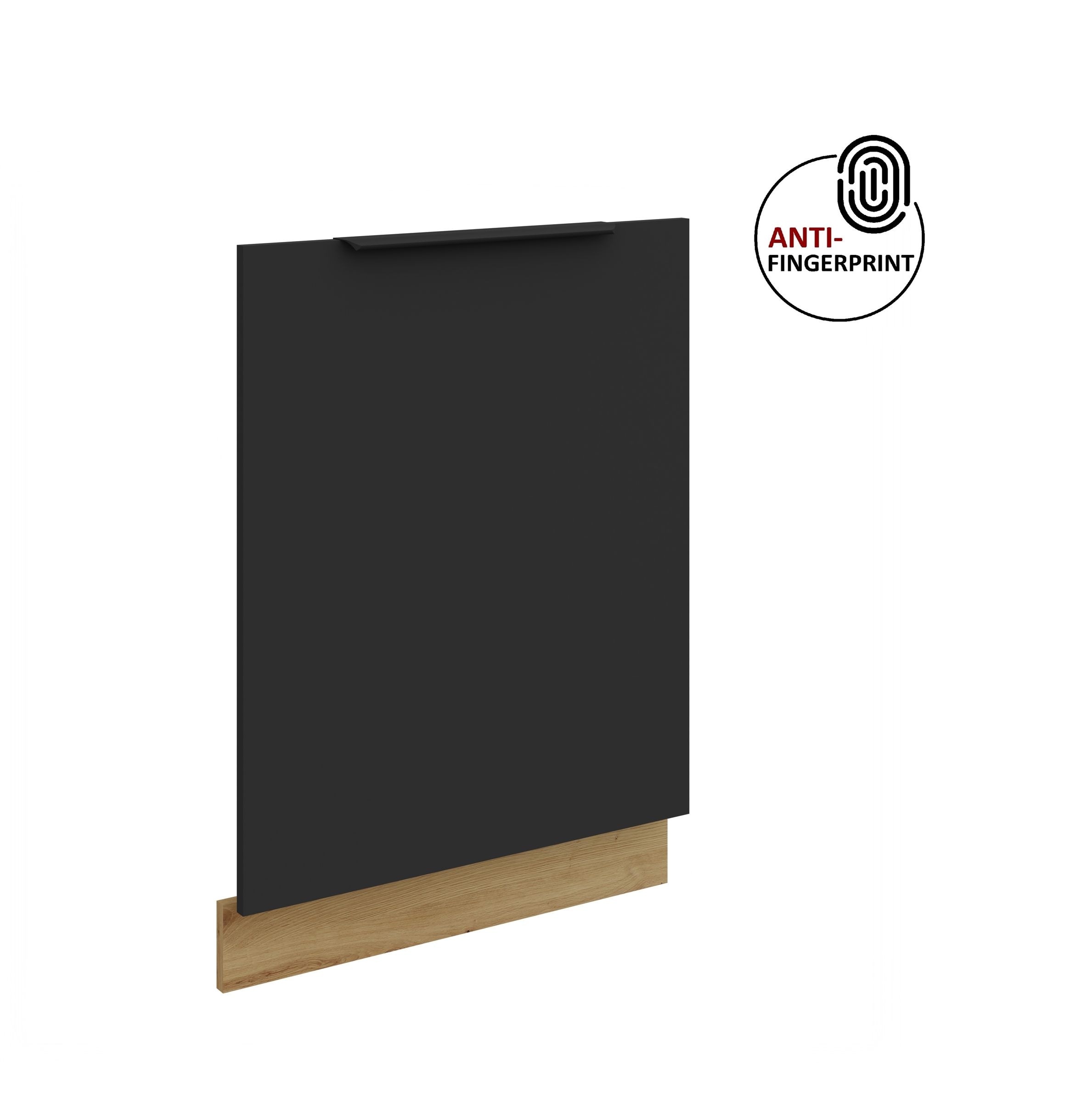 Frontblende f&uuml;r vollintegrierten Geschirrsp&uuml;ler 60 ARIA Schwarz + Eiche Artisan - Bild 1