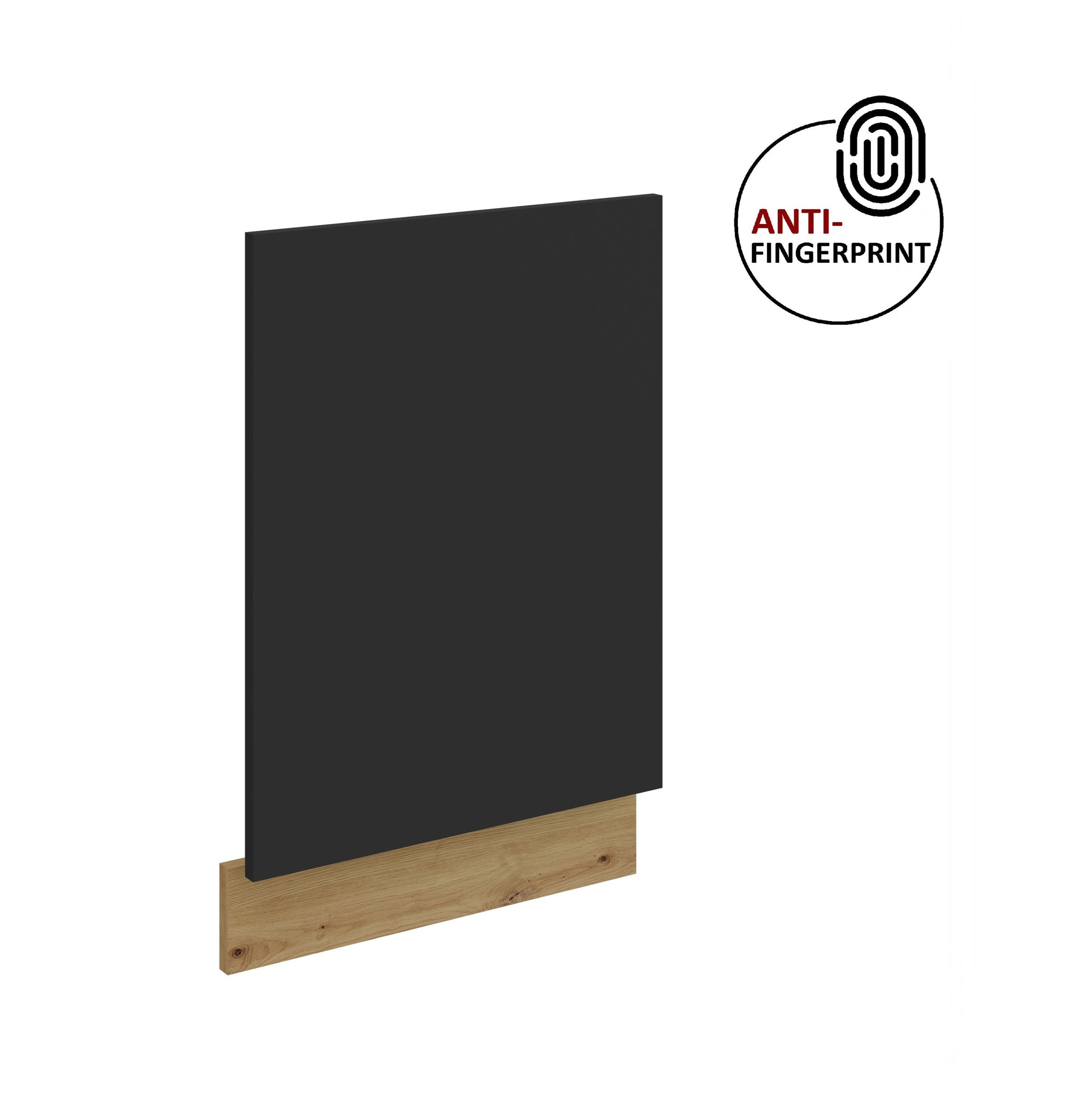 Frontblende f&uuml;r integrierten Geschirrsp&uuml;ler 45 cm ARIA Schwarz + Eiche Artisan - Bild 1