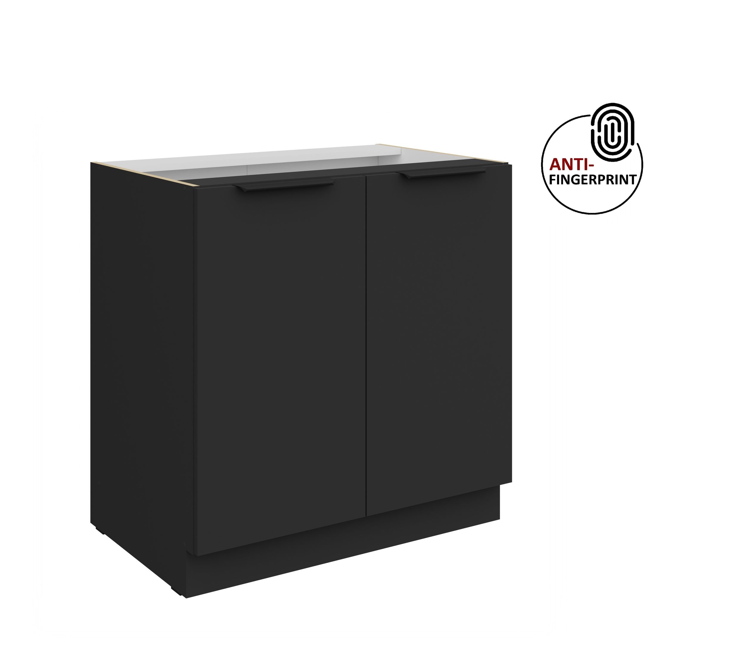 K&uuml;chen Unterschrank 80 K&uuml;che ARIA Schwarz matt Anti Fingerprint K&uuml;chenzeile - Bild 1
