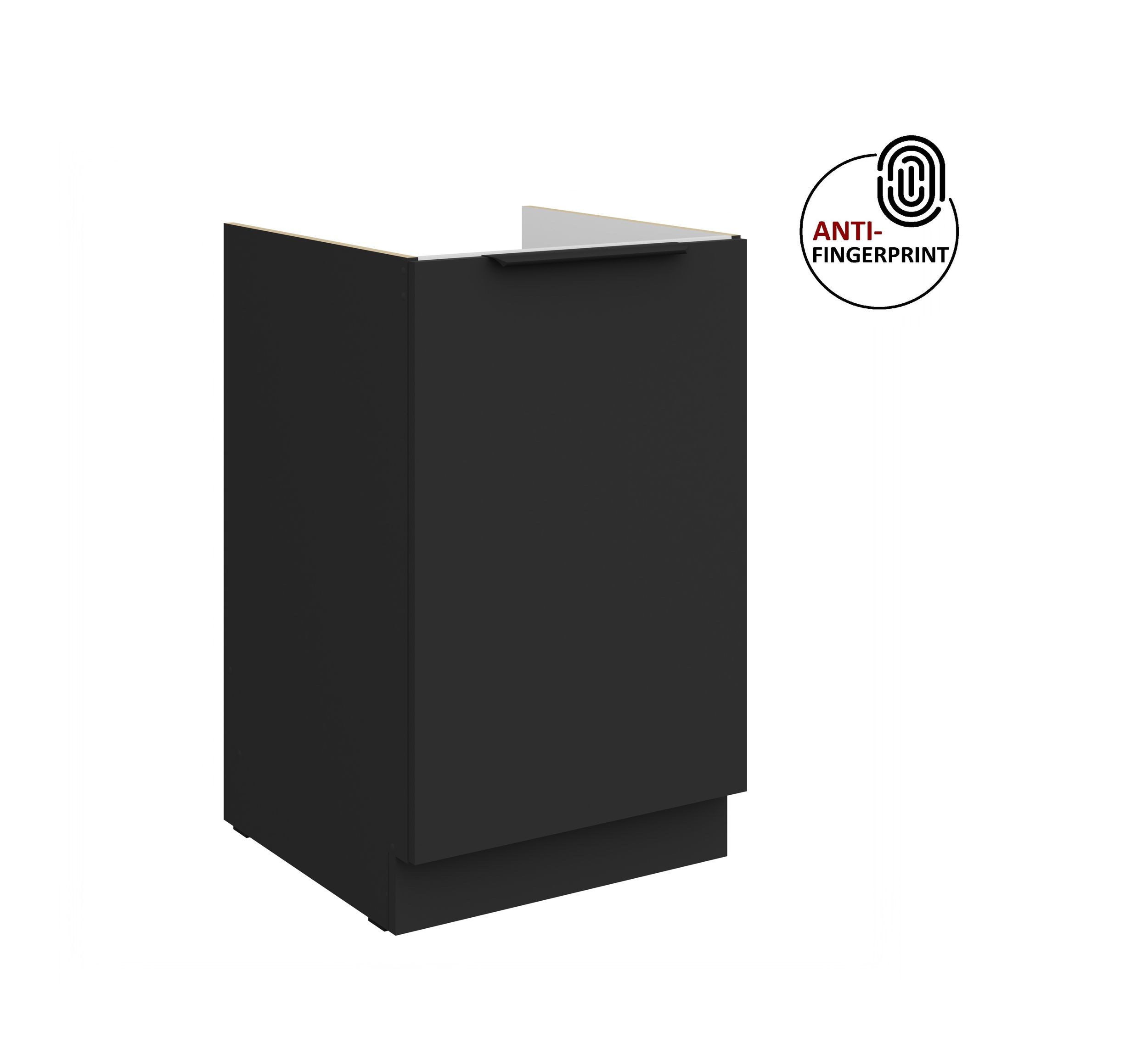 K&uuml;chen Sp&uuml;lenschrank 50 K&uuml;che ARIA Schwarz matt Anti Fingerprint K&uuml;chenzeile - Bild 1