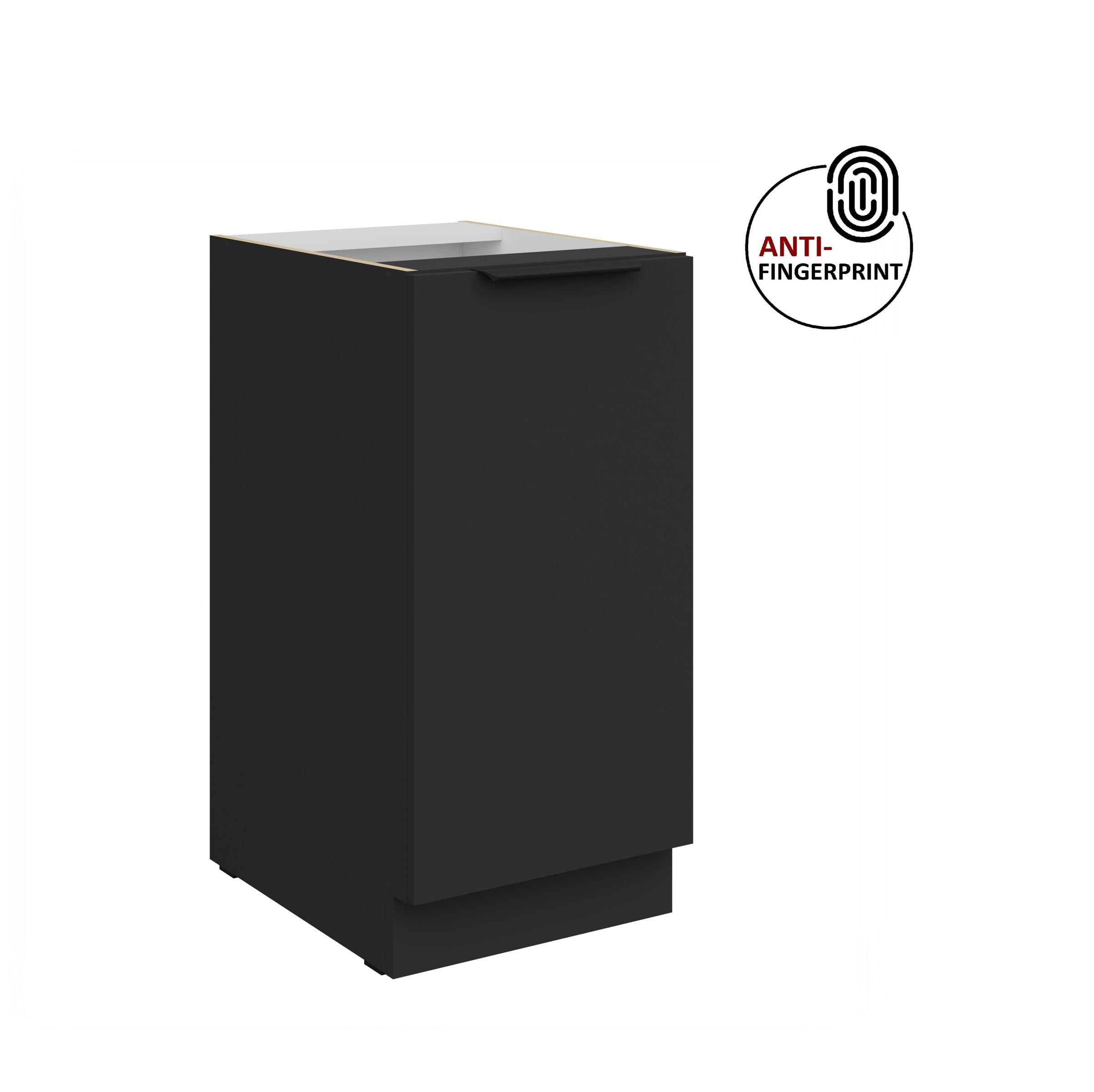 K&uuml;chen Unterschrank 40 K&uuml;che ARIA Schwarz matt Anti Fingerprint K&uuml;chenzeile - Bild 1