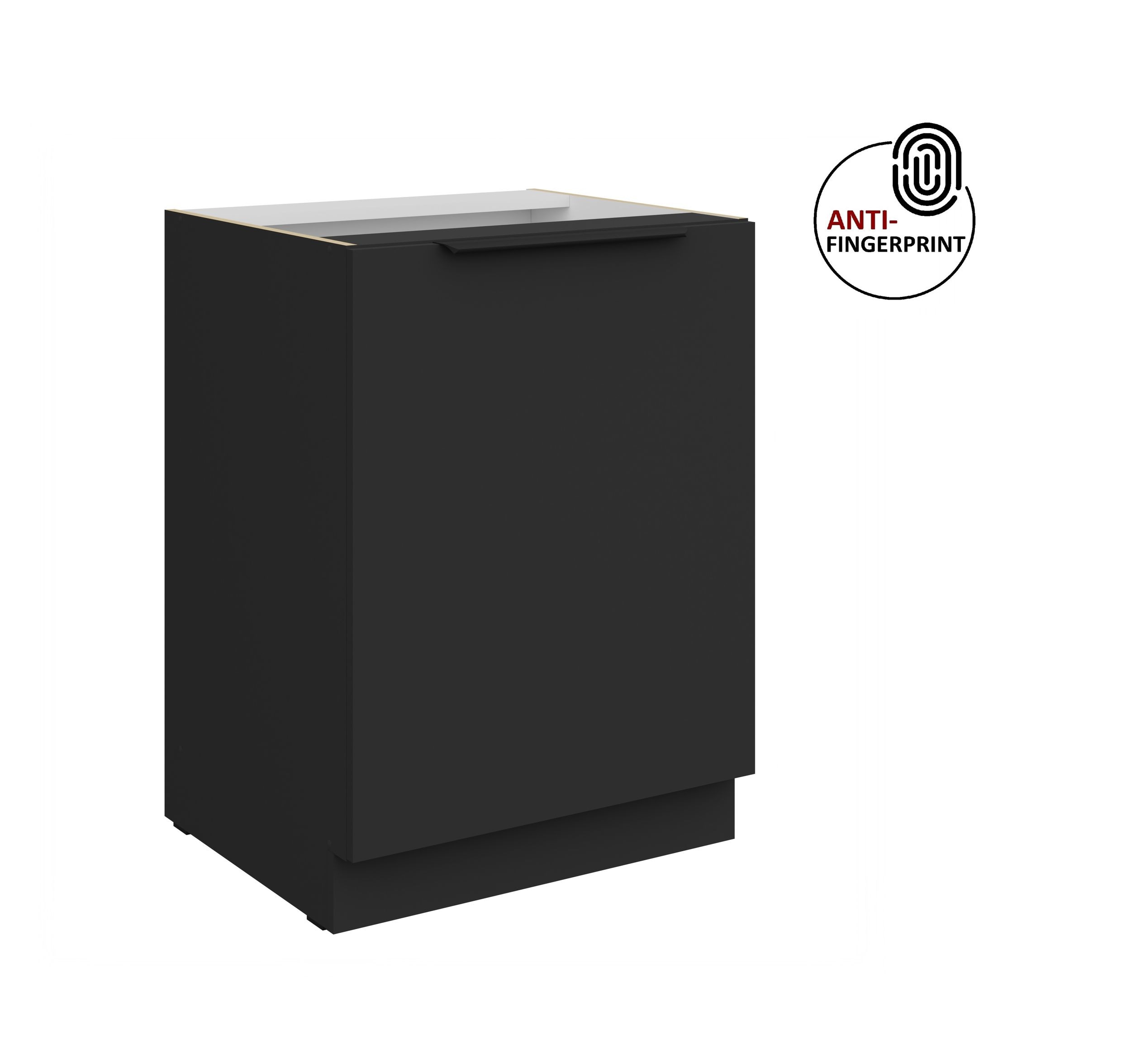 K&uuml;chen Unterschrank 60 K&uuml;che ARIA Schwarz matt Anti Fingerprint K&uuml;chenzeile - Bild 1