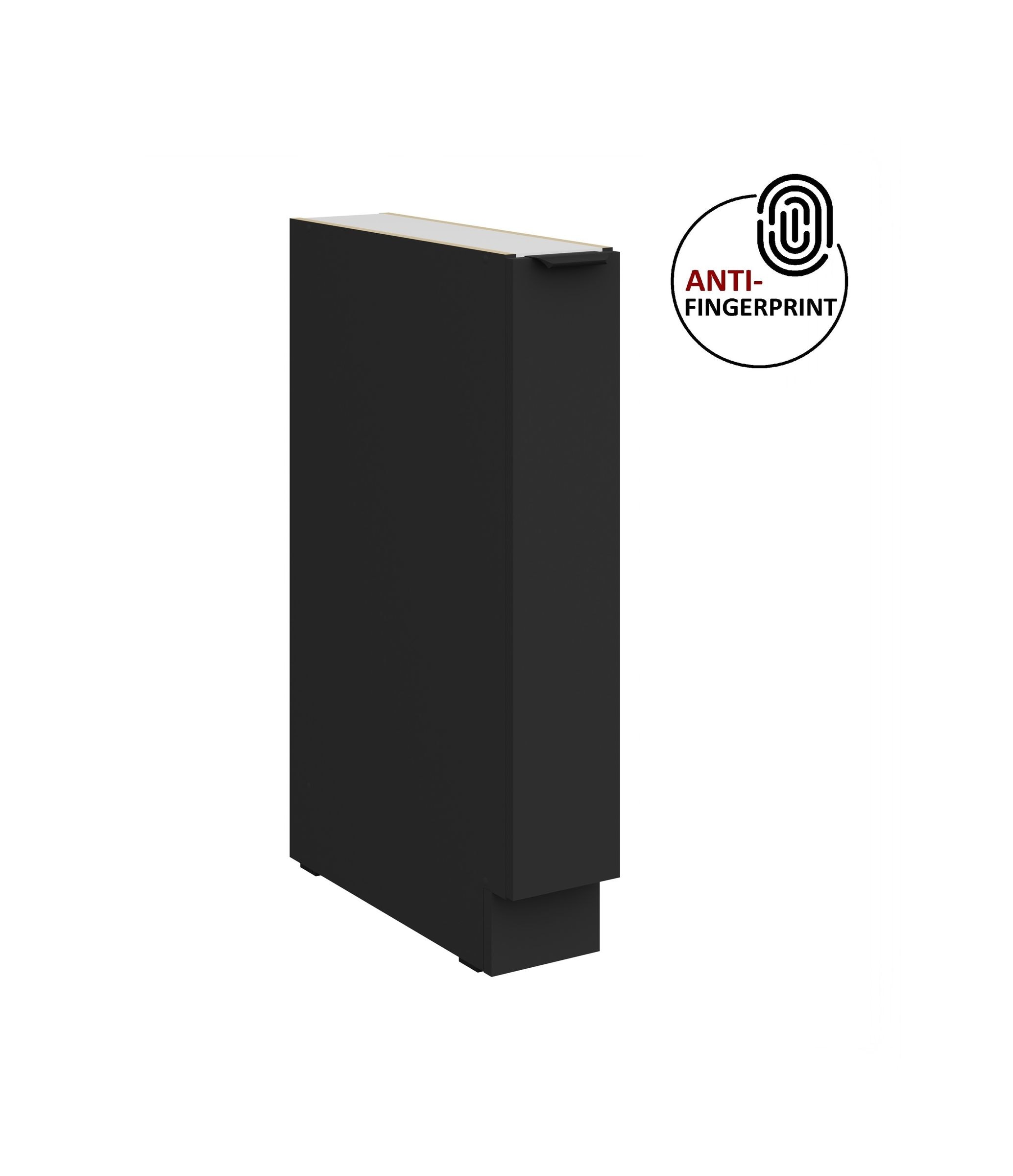 K&uuml;chen Unterschrank Schrankauszug 15 K&uuml;che ARIA Schwarz matt Anti Fingerprint - Bild 1