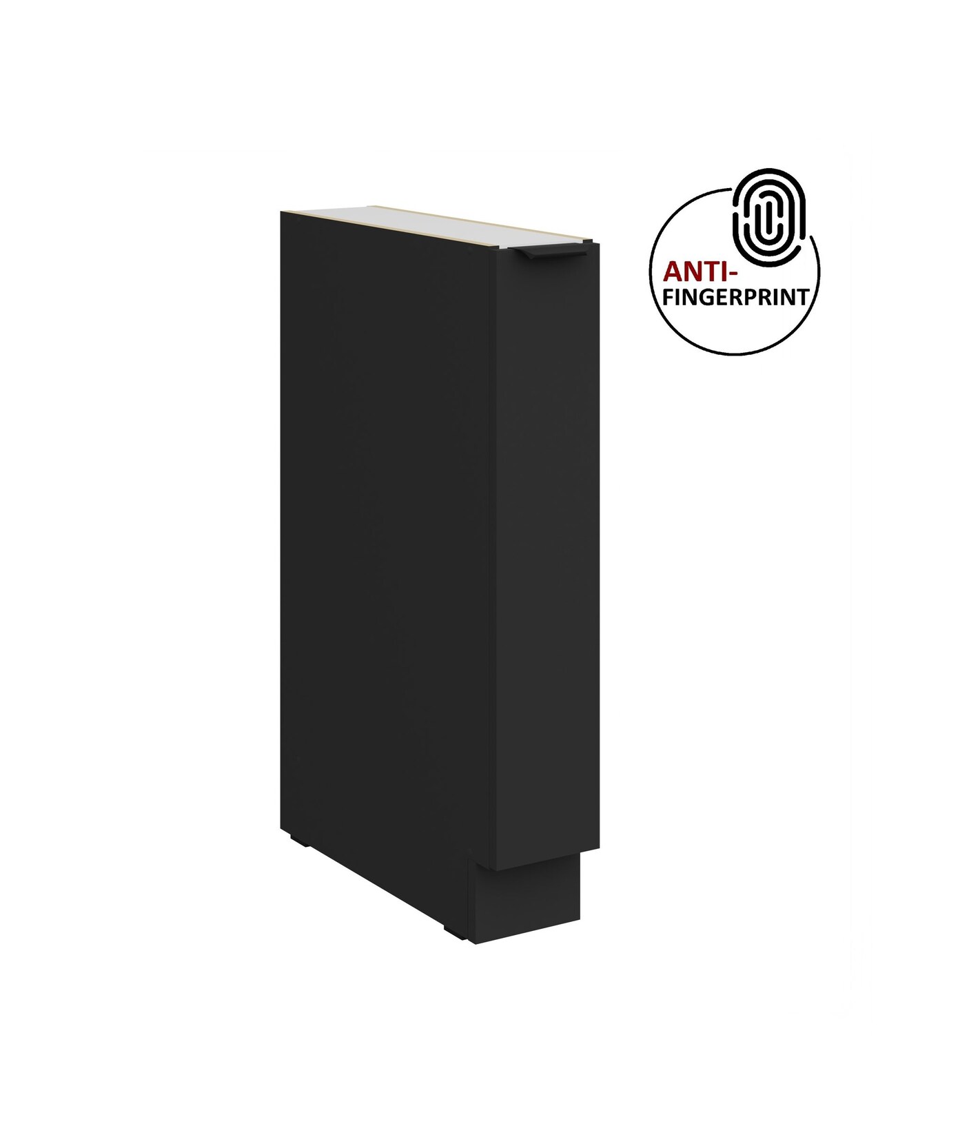 Küchen Unterschrank Schrankauszug 15 Küche ARIA Schwarz matt Anti Fingerprint