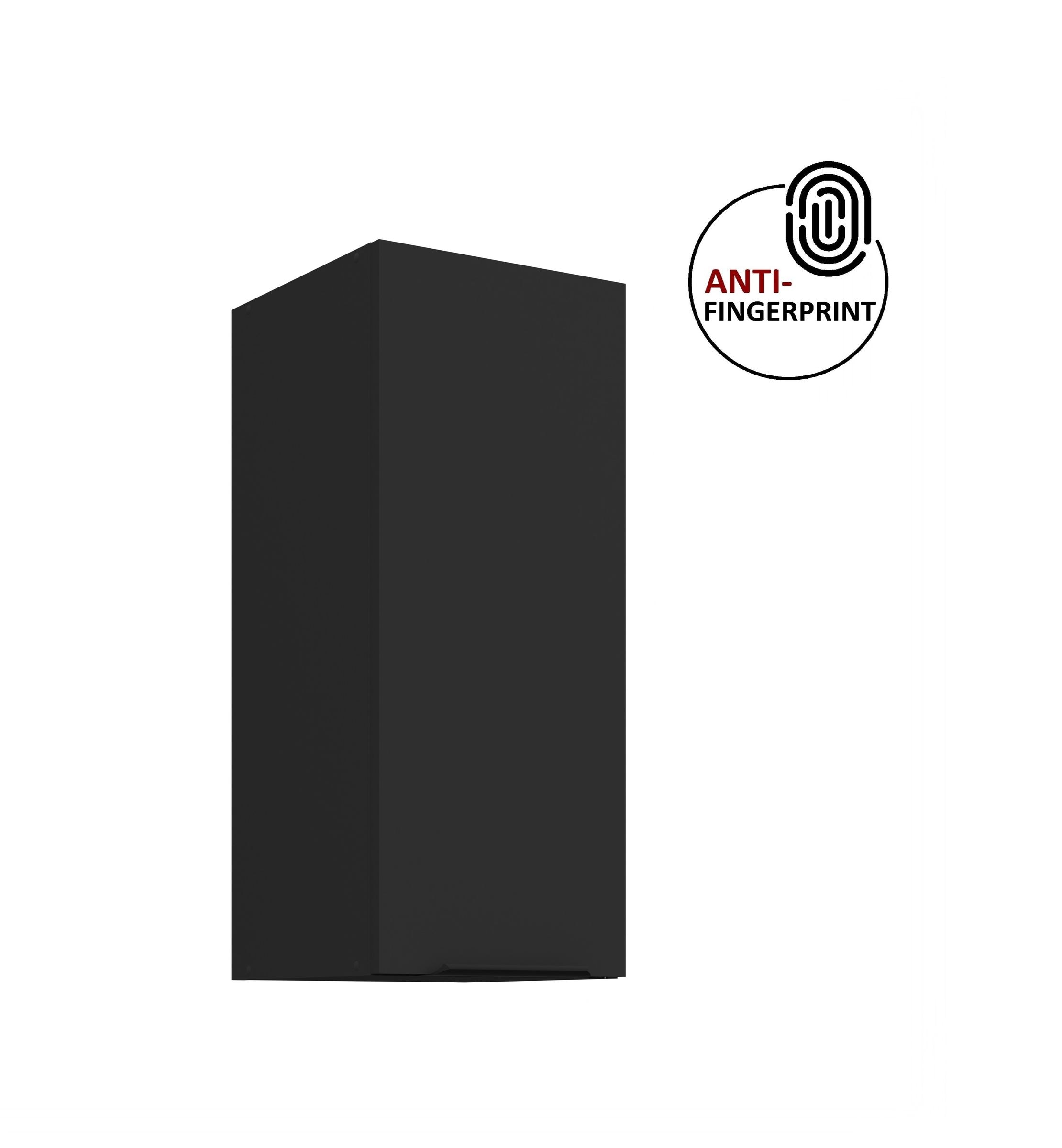K&uuml;chen H&auml;ngeschrank 30 K&uuml;che ARIA Schwarz matt K&uuml;chenzeile Anti Fingerprint - Bild 1