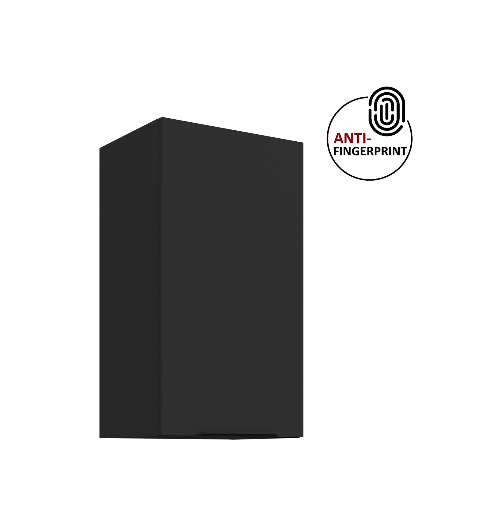 Küchen Hängeschrank 40 Küche ARIA Schwarz matt Küchenzeile Anti Fingerprint