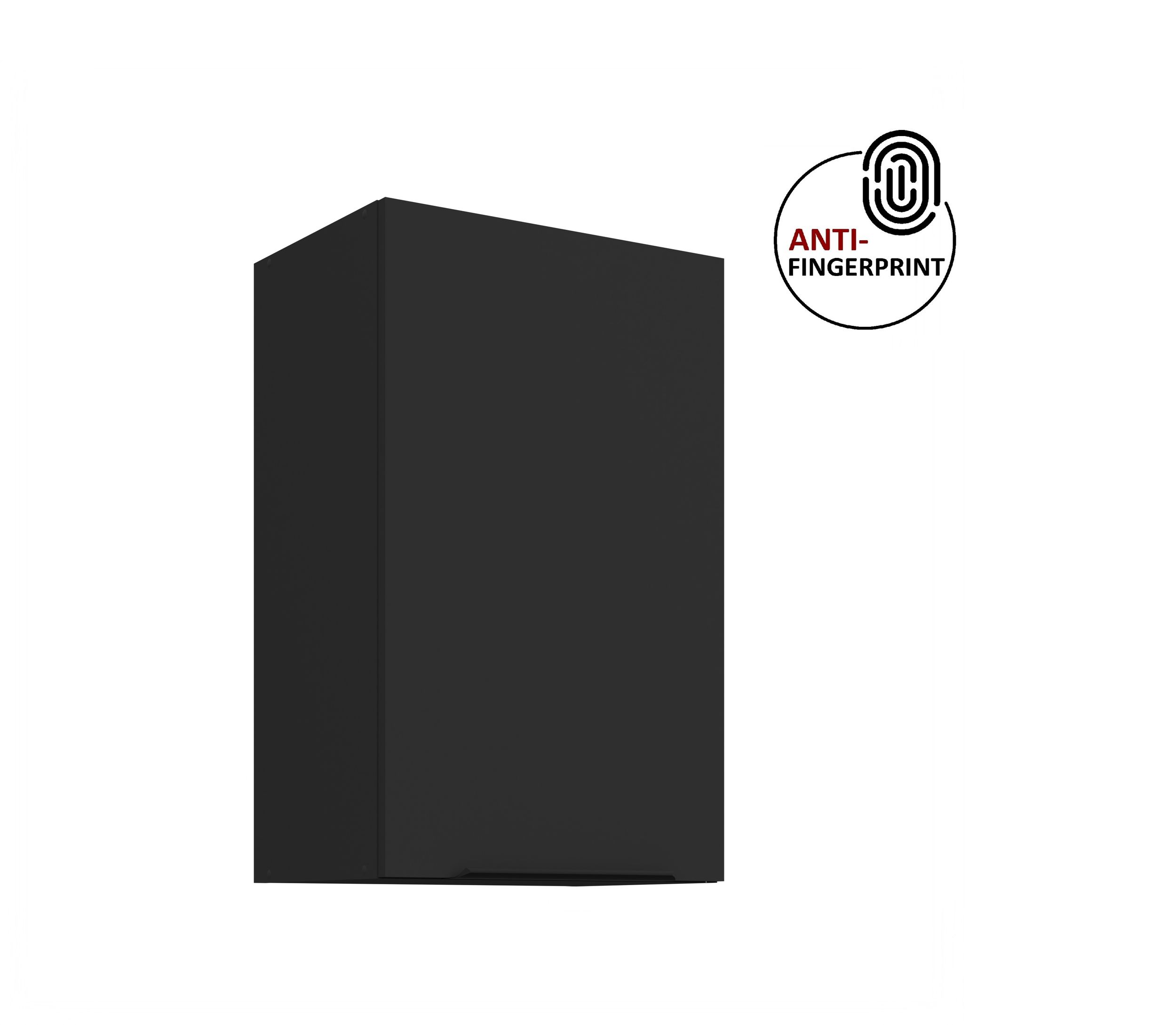 K&uuml;chen H&auml;ngeschrank 45 K&uuml;che ARIA Schwarz matt K&uuml;chenzeile Anti Fingerprint - Bild 1