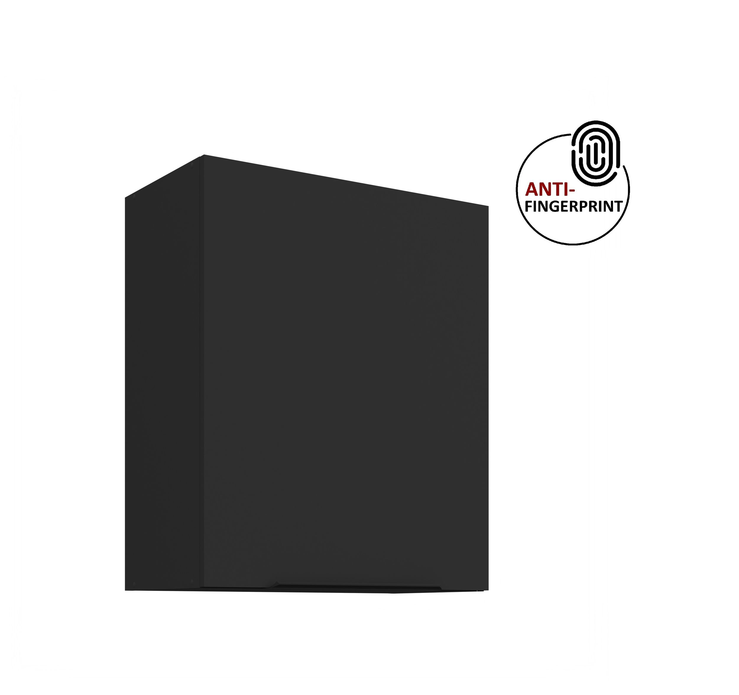 K&uuml;chen H&auml;ngeschrank 60 K&uuml;che ARIA Schwarz matt K&uuml;chenzeile Anti Fingerprint - Bild 1