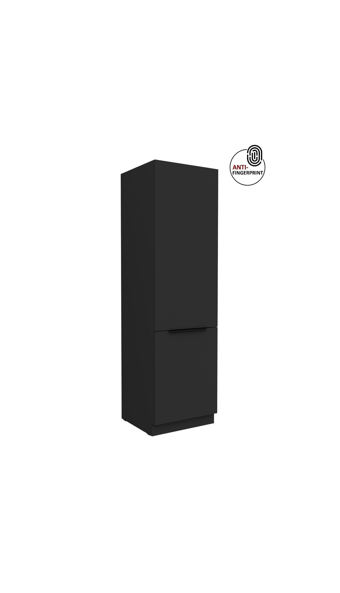 K&uuml;chen Hochschrank 60 cm K&uuml;che ARIA Schwarz matt Anti Fingerprint K&uuml;chenzeile - Bild 1