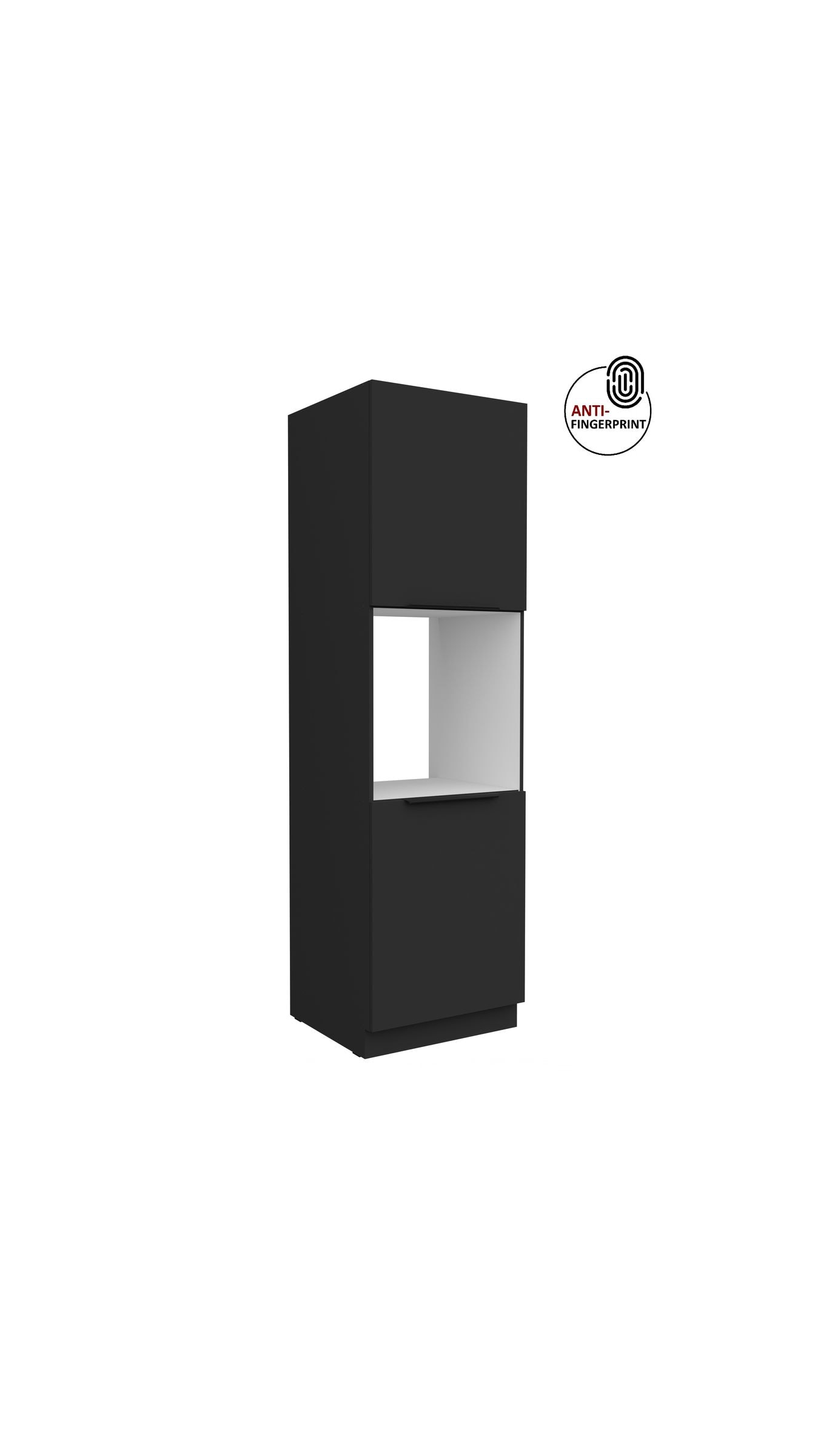 K&uuml;chen Hochschrank 60 cm K&uuml;che ARIA Schwarz matt Anti Fingerprint K&uuml;chenzeile - Bild 1
