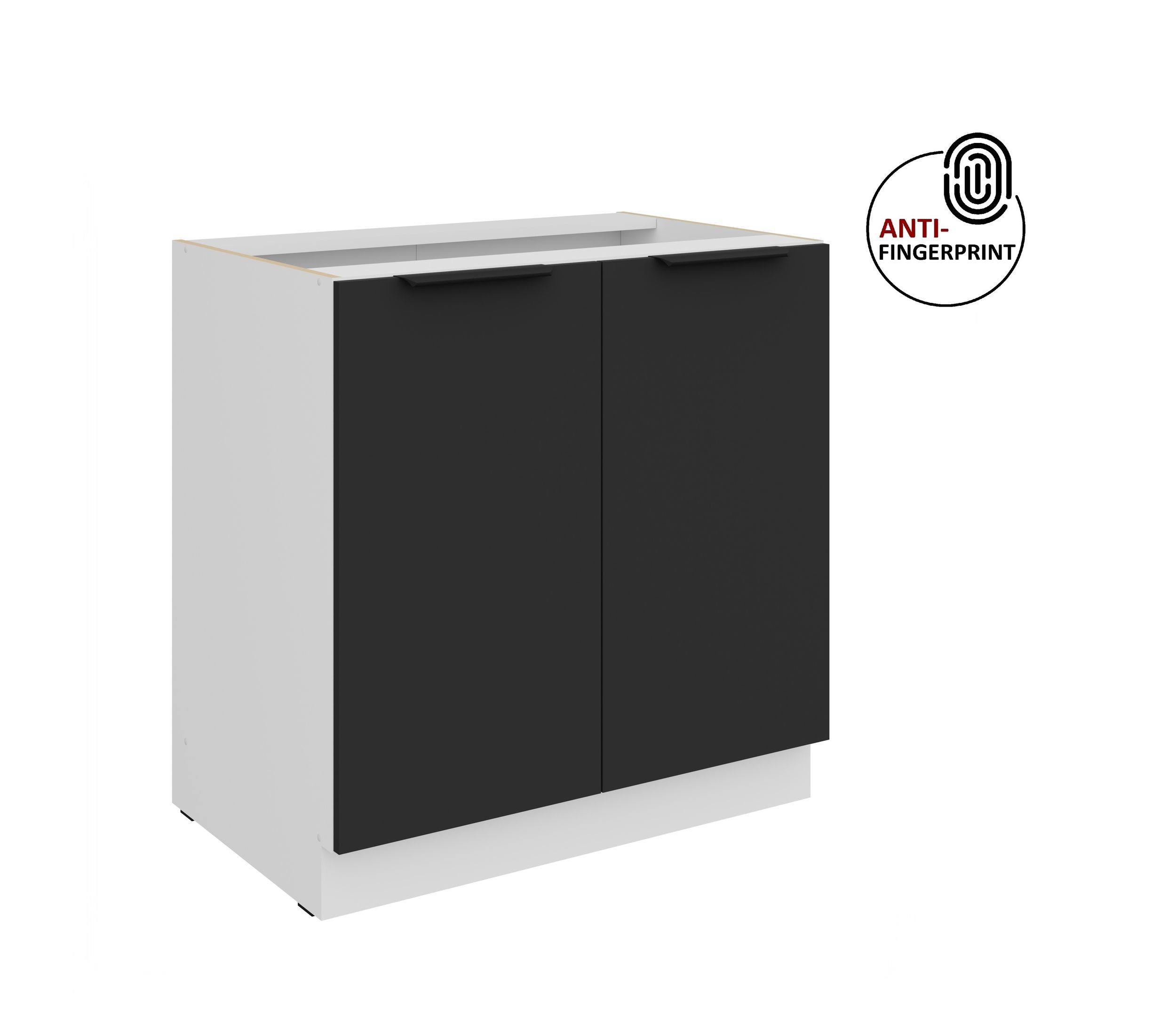 K&uuml;chen Unterschrank 80 K&uuml;che ARIA Schwarz matt Anti Fingerprint K&uuml;chenzeile - Bild 1