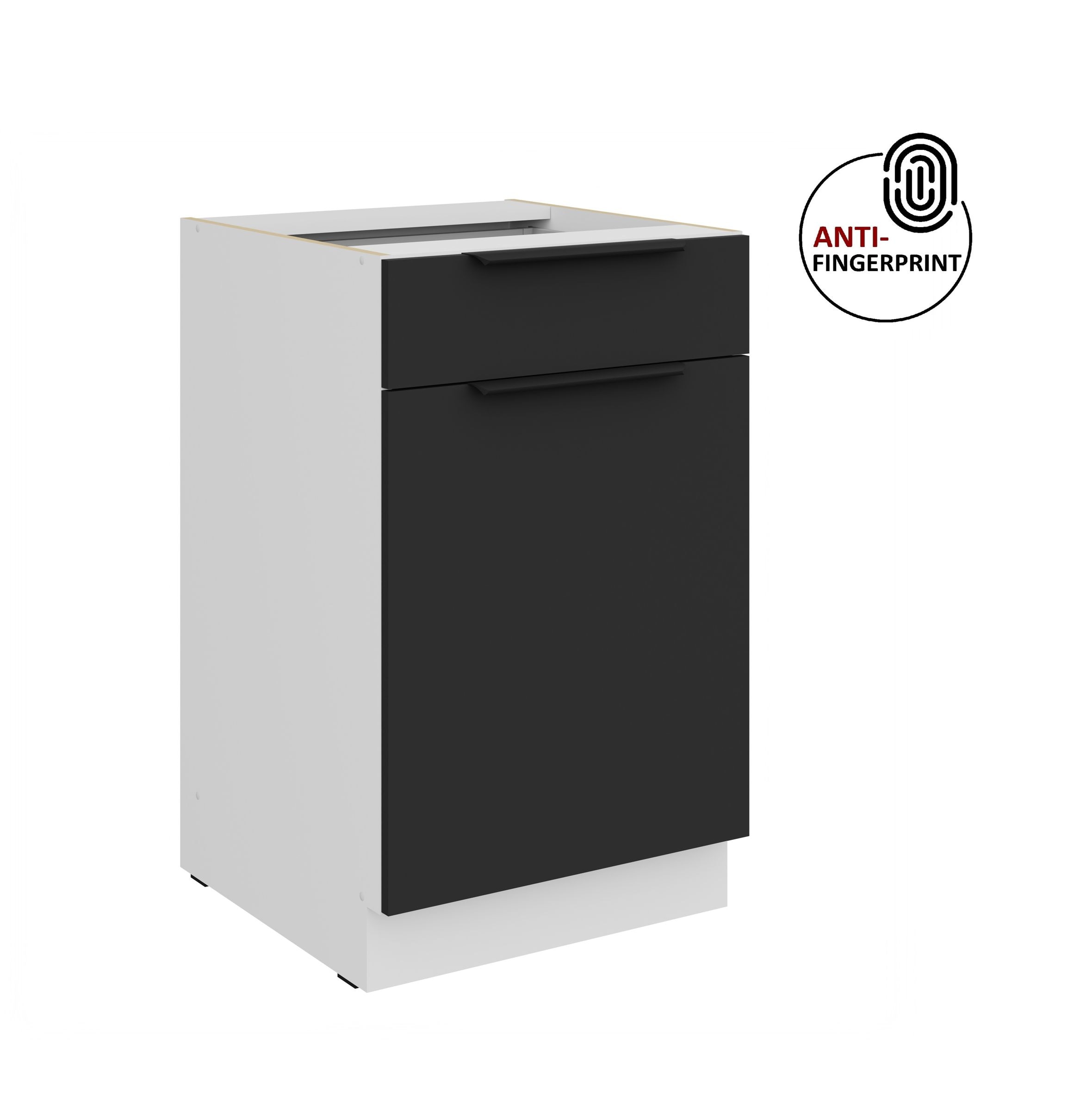 K&uuml;chen Unterschrank 50 cm K&uuml;che ARIA Schwarz matt Anti Fingerprint K&uuml;chenzeile - Bild 1