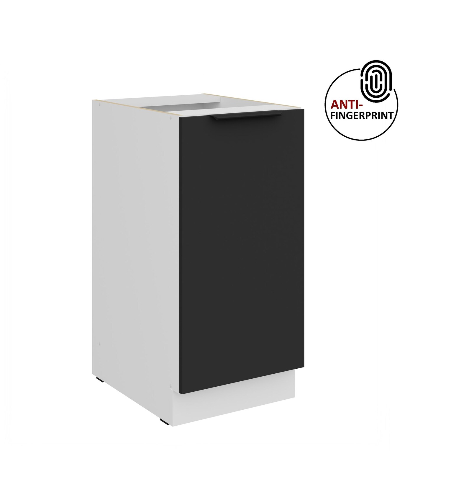 Küchen Unterschrank 40 cm Küche ARIA Schwarz matt Anti Fingerprint Küchenzeile