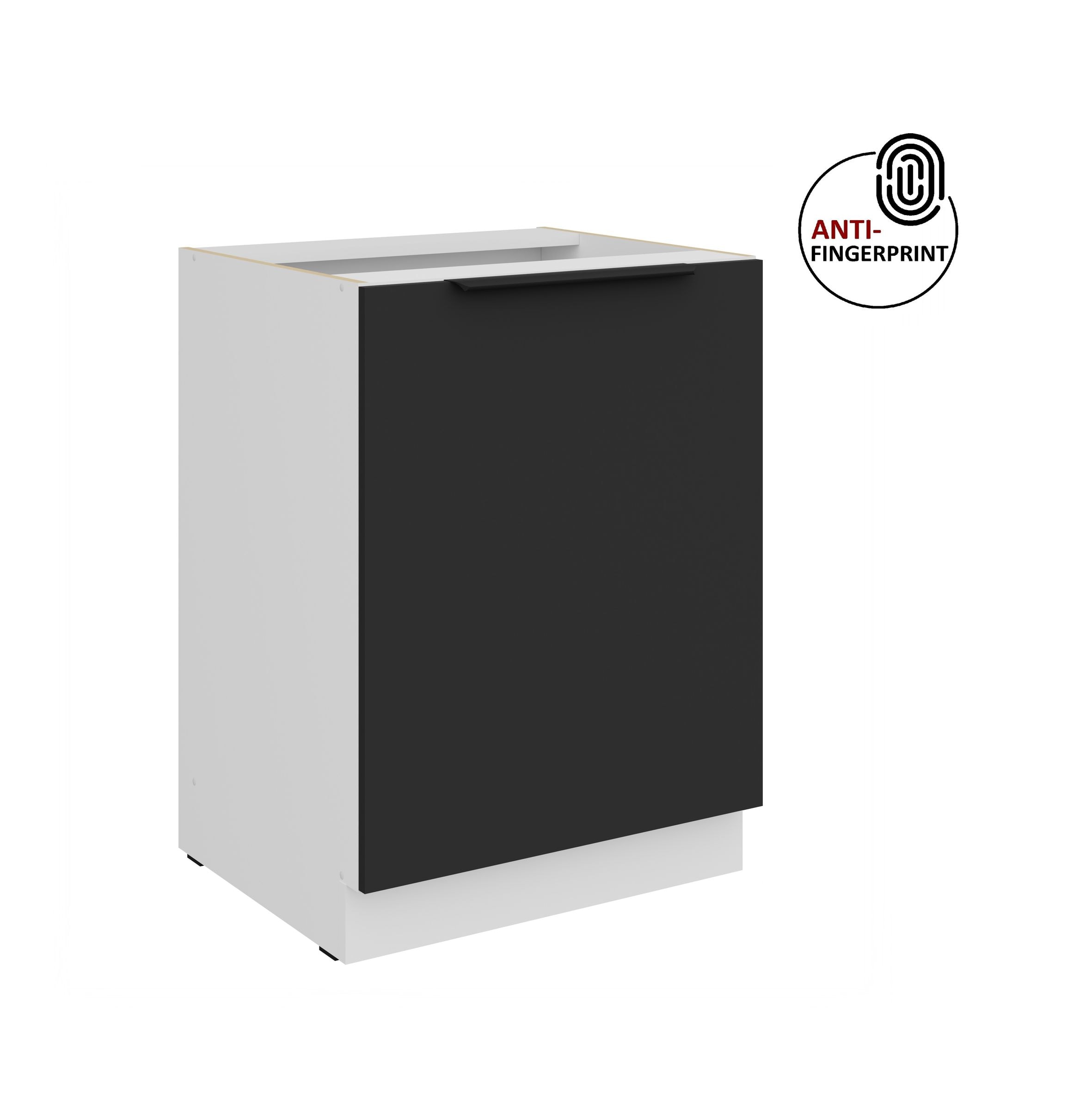 K&uuml;chen Unterschrank 60 cm K&uuml;che ARIA Schwarz matt Anti Fingerprint K&uuml;chenzeile - Bild 1