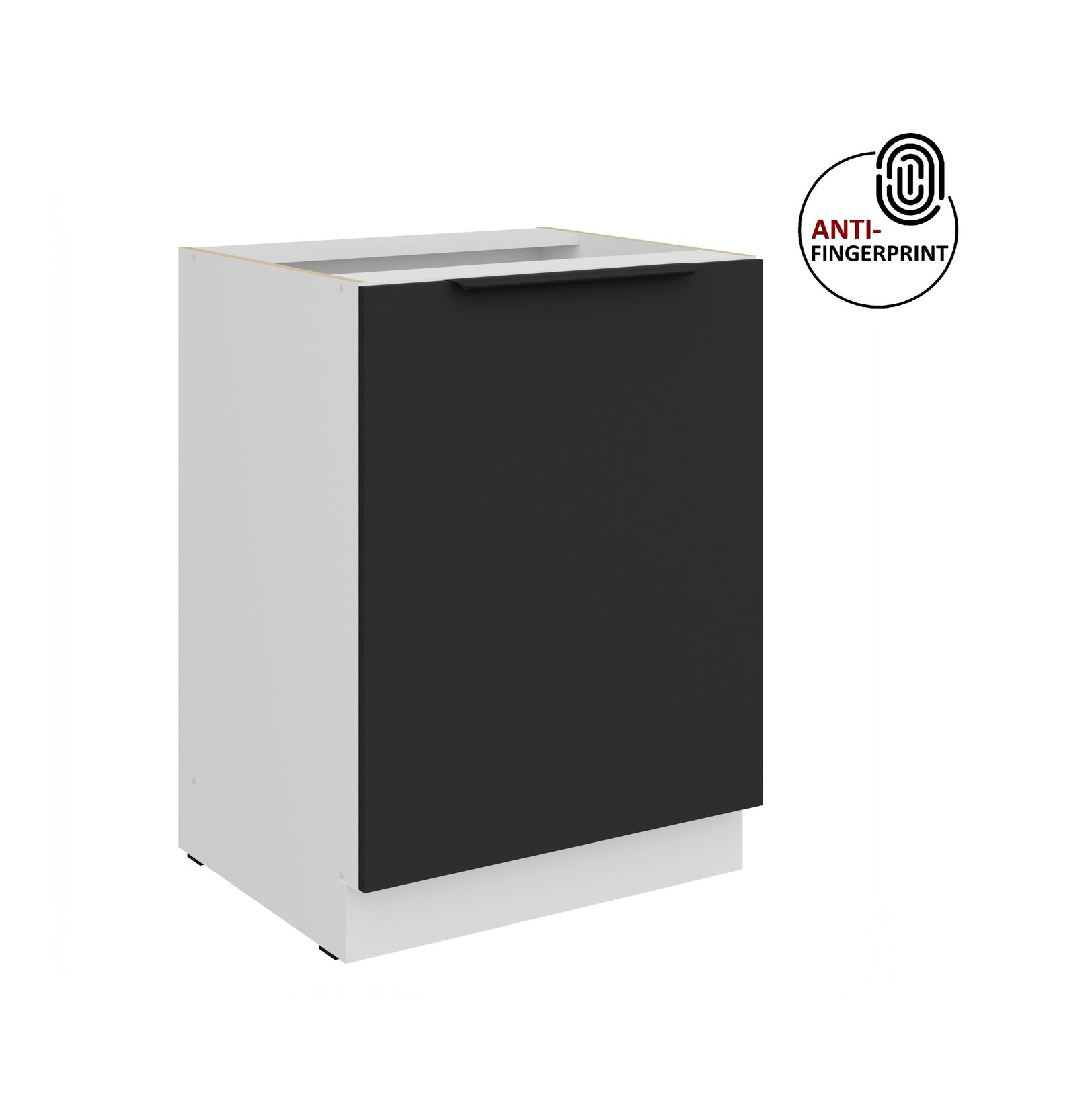 Küchen Unterschrank 60 cm Küche ARIA Schwarz matt Anti Fingerprint Küchenzeile