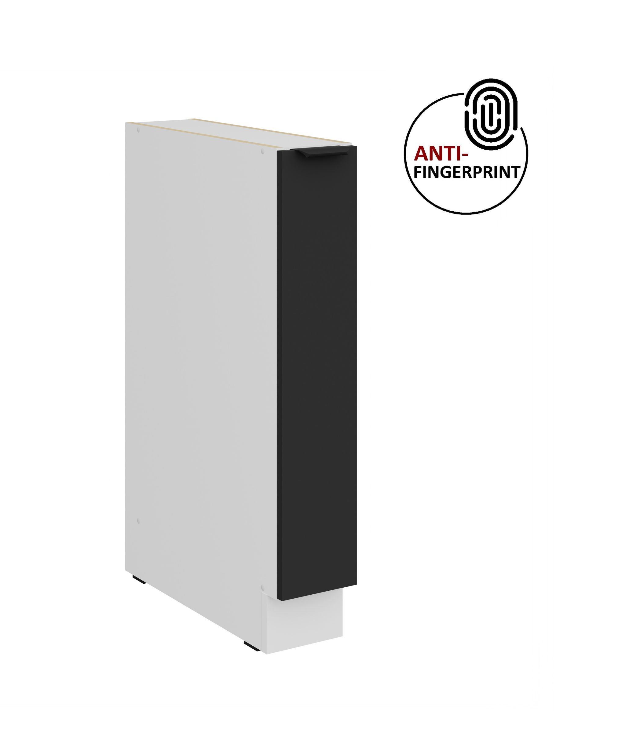 K&uuml;chen Unterschrank Schrankauszug 15 K&uuml;che ARIA Schwarz matt Anti Fingerprint - Bild 1