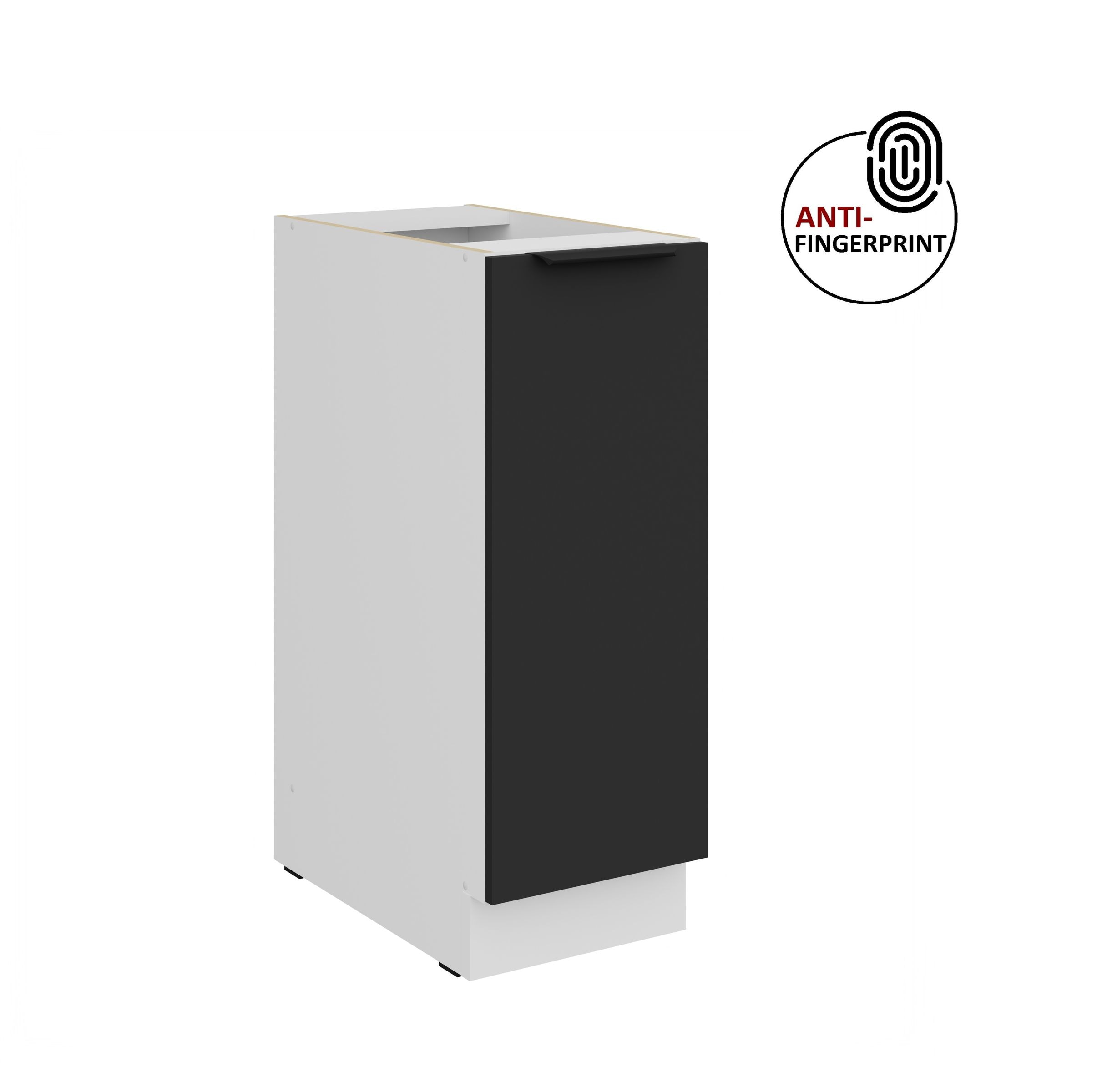 K&uuml;chen Unterschrank Schrankauszug 30 K&uuml;che ARIA Schwarz matt Anti Fingerprint - Bild 1