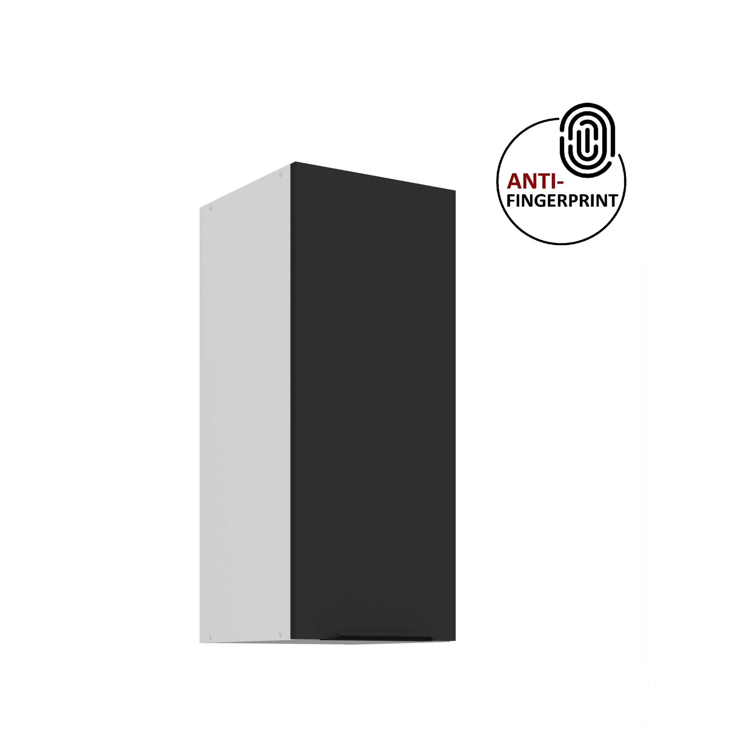 K&uuml;chen H&auml;ngeschrank 30 cm K&uuml;che ARIA Schwarz matt K&uuml;chenzeile Anti Fingerprint - Bild 1