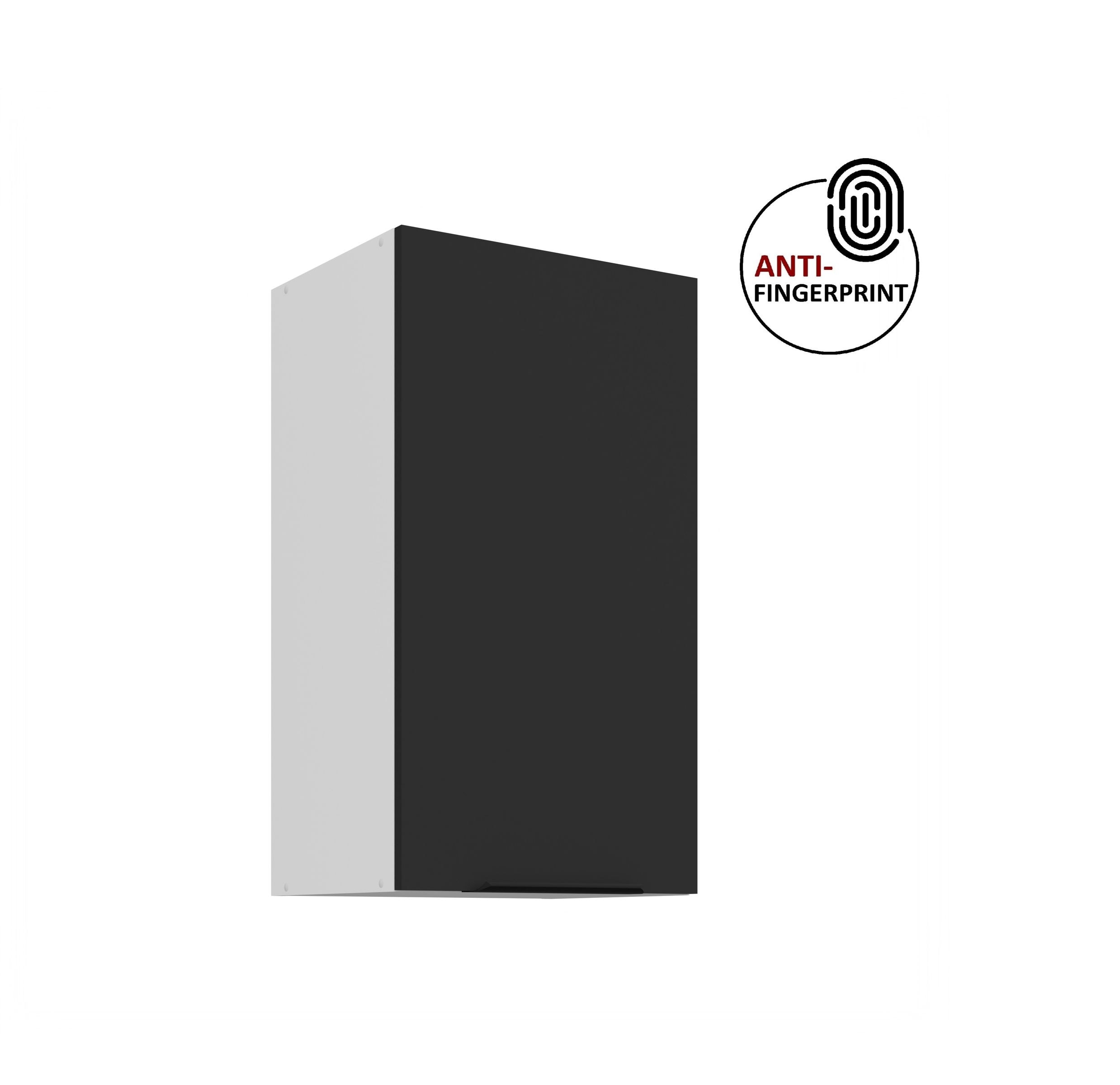 K&uuml;chen H&auml;ngeschrank 40 cm K&uuml;che ARIA Schwarz matt K&uuml;chenzeile Anti Fingerprint - Bild 1