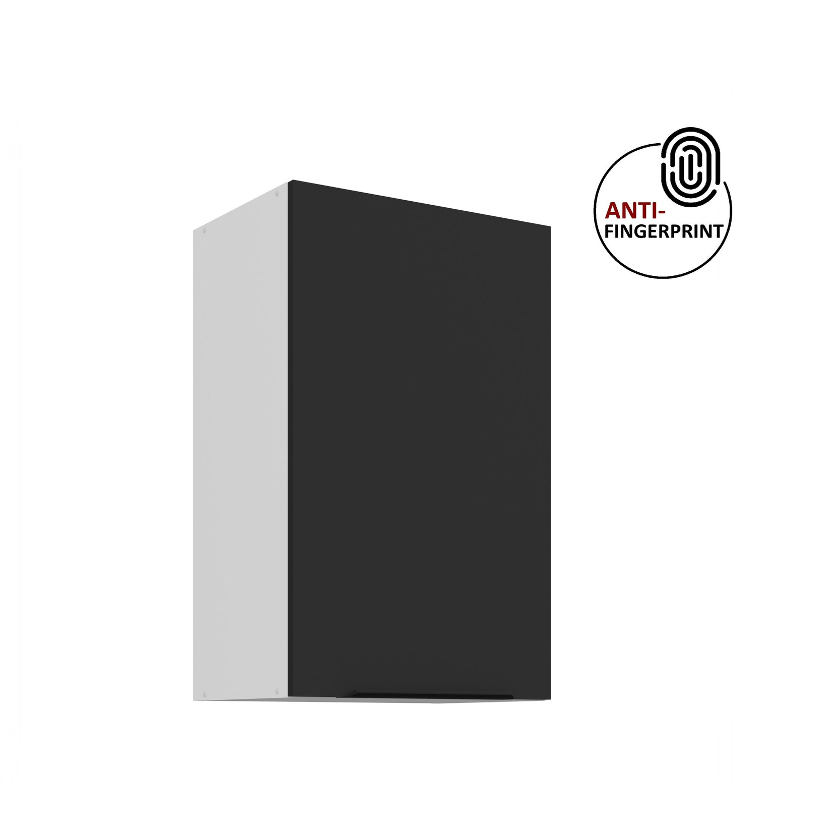 Küchen Hängeschrank 45 cm Küche ARIA Schwarz matt Küchenzeile Anti Fingerprint