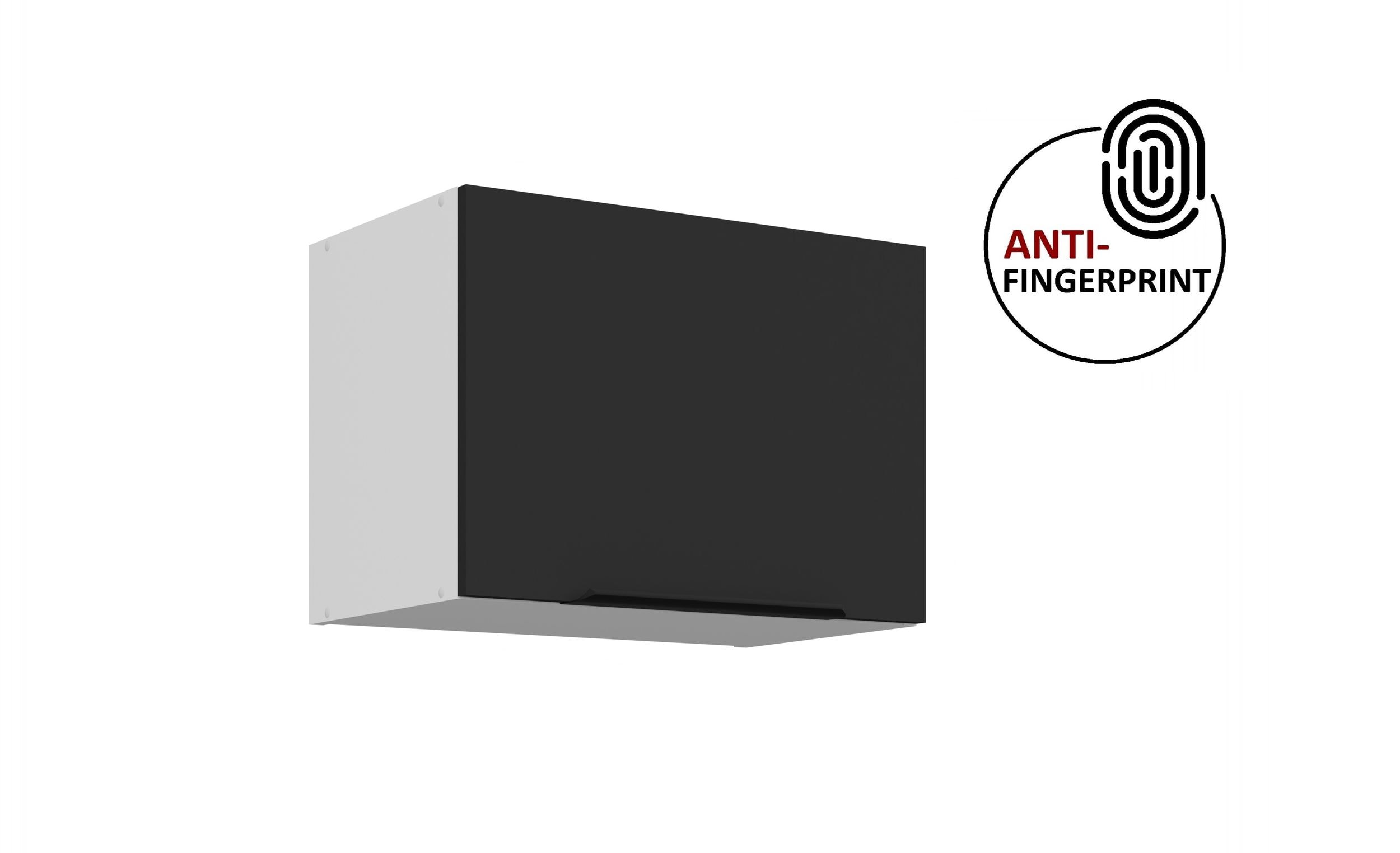 K&uuml;chen H&auml;ngeschrank 50 cm K&uuml;che ARIA Schwarz matt K&uuml;chenzeile Anti Fingerprint - Bild 1