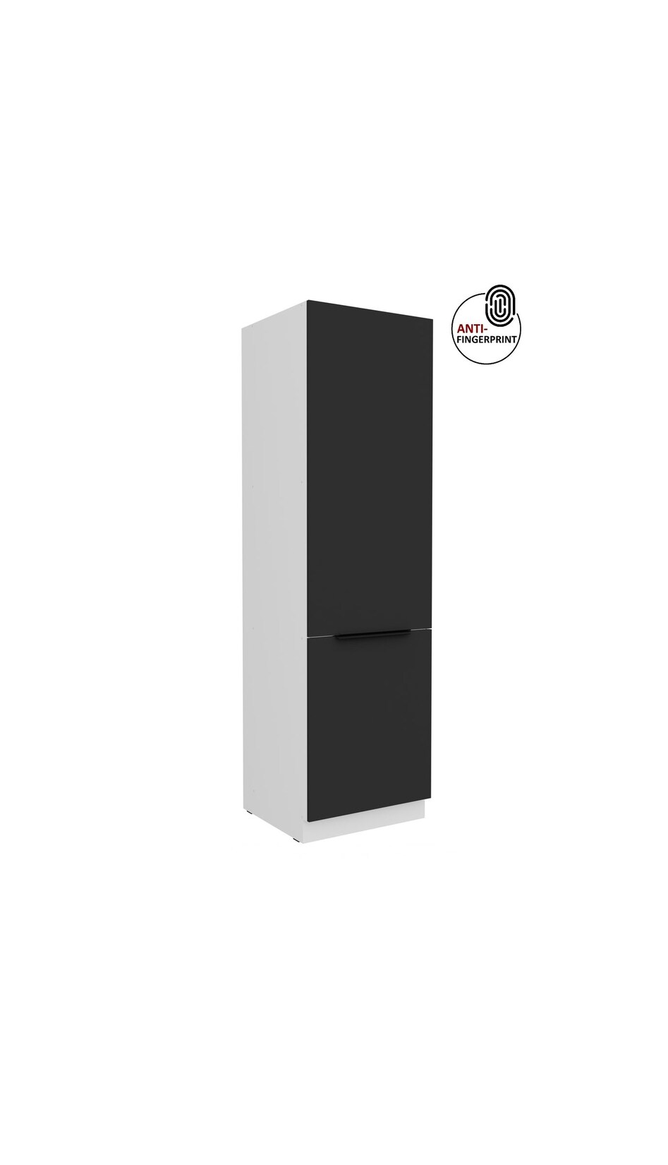 Küchen Hochschrank 60 cm Küche ARIA Schwarz matt Anti Fingerprint Küchenzeile