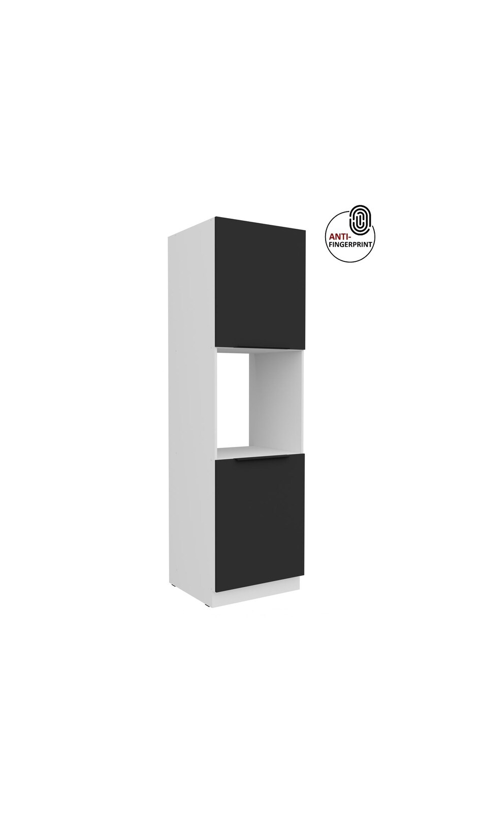 Küchen Hochschrank 60 cm Küche ARIA Schwarz matt Anti Fingerprint Küchenzeile