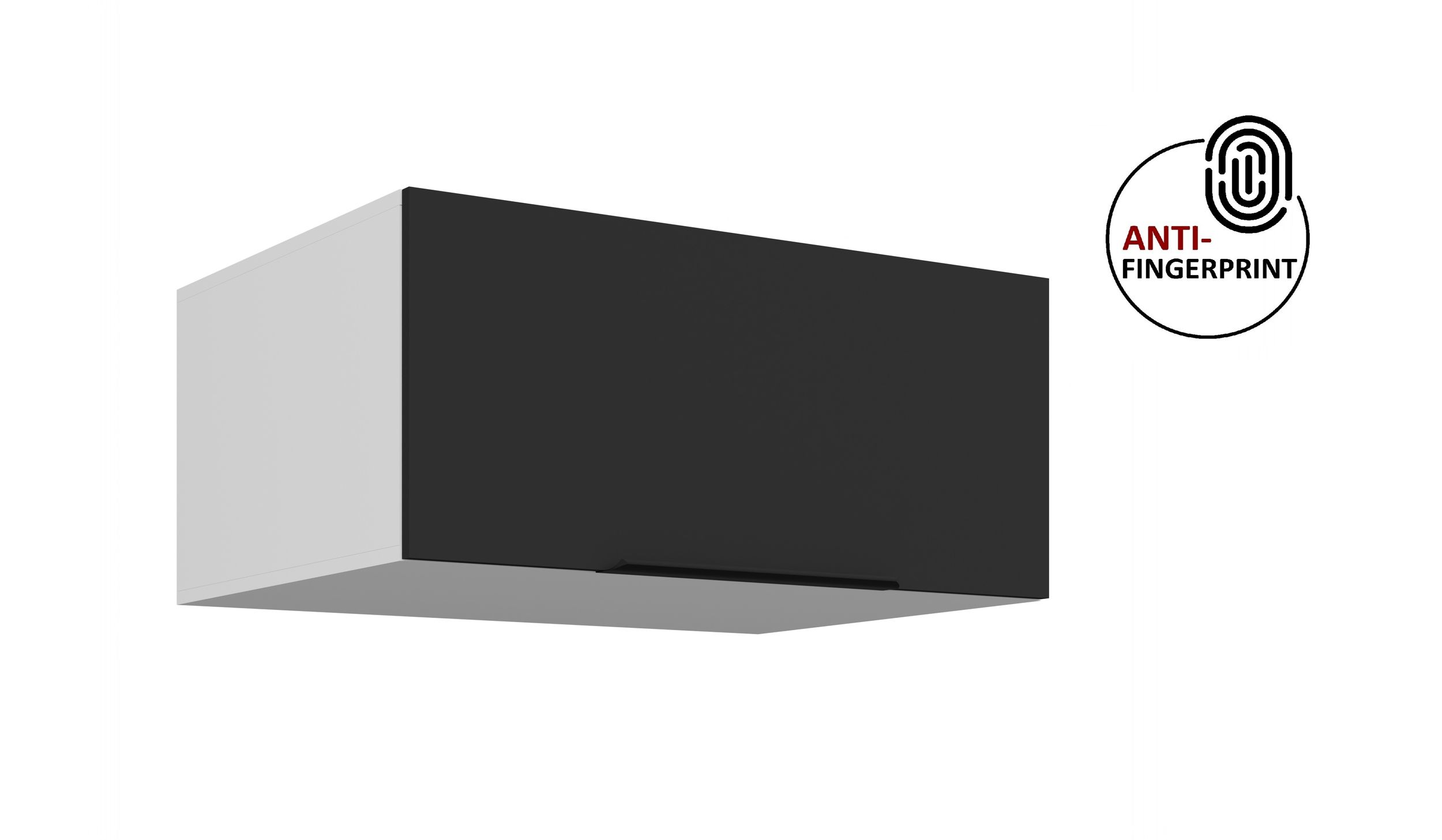 K&uuml;chen Aufsatzschrank 80 K&uuml;che ARIA Schwarz matt K&uuml;chenzeile Anti Fingerprint - Bild 1