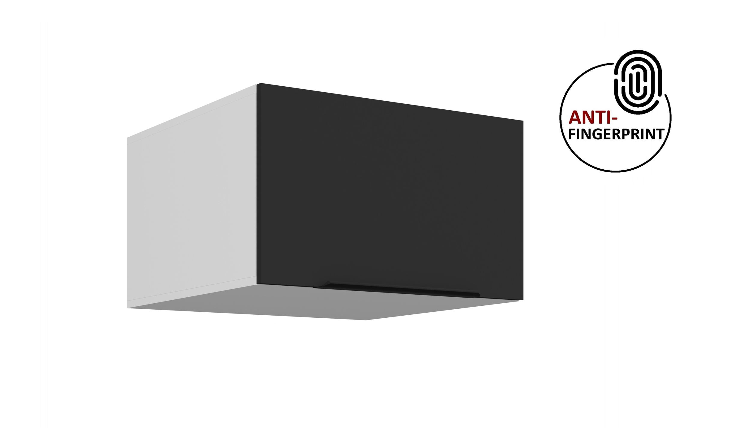 K&uuml;chen Aufsatzschrank 60 K&uuml;che ARIA Schwarz matt K&uuml;chenzeile Anti Fingerprint - Bild 1