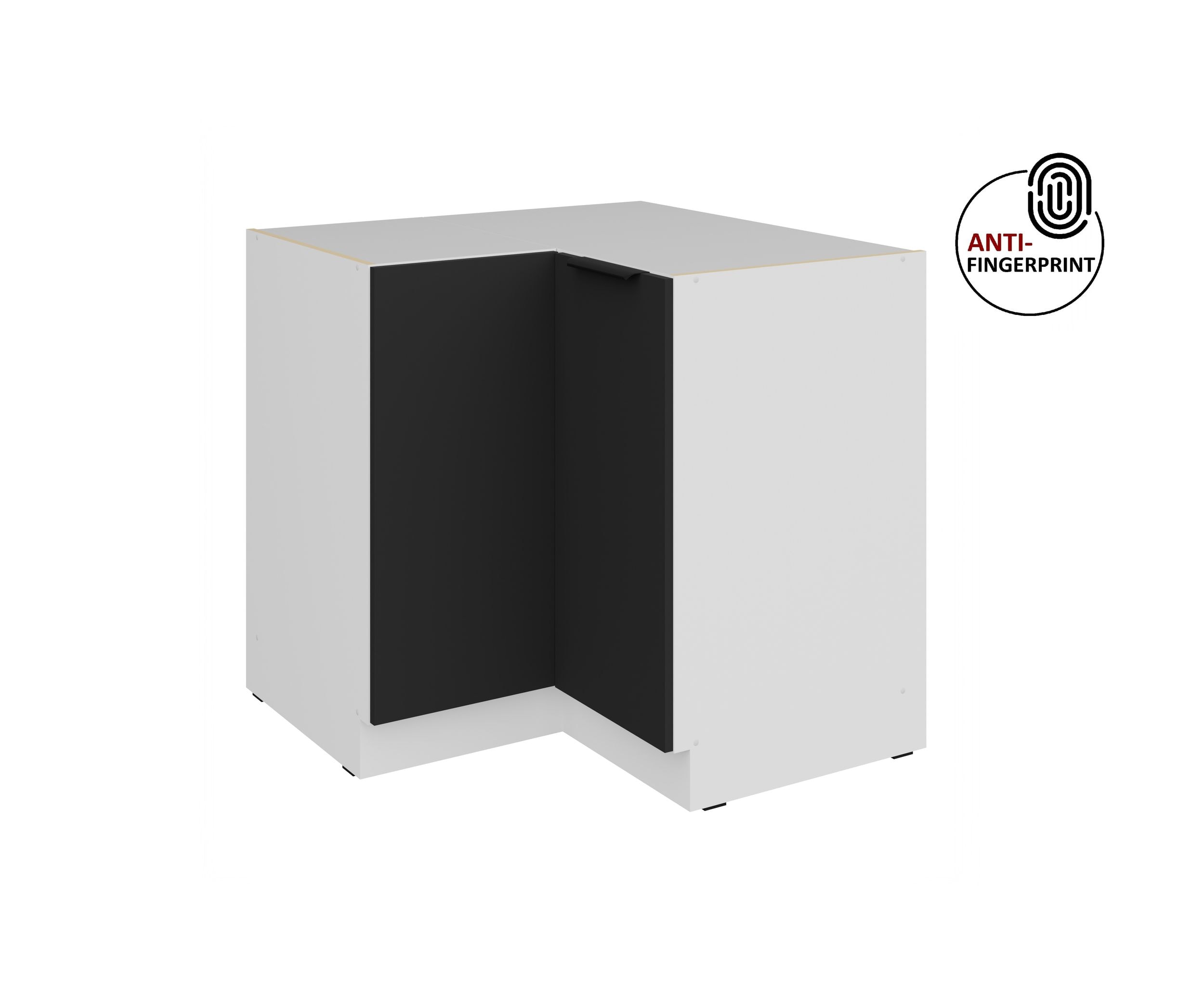 K&uuml;chen Eckschrank 90x90 cm K&uuml;che ARIA Schwarz matt Anti Fingerprint K&uuml;chenzeile - Bild 1