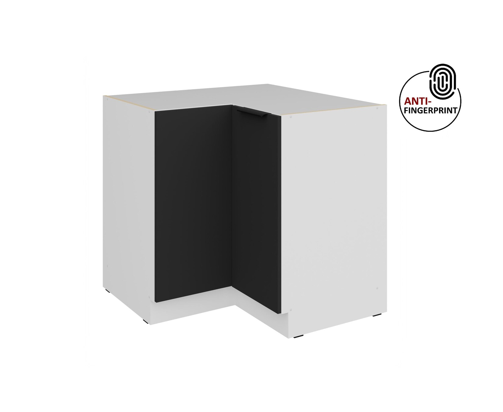 Küchen Eckschrank 90x90 cm Küche ARIA Schwarz matt Anti Fingerprint Küchenzeile