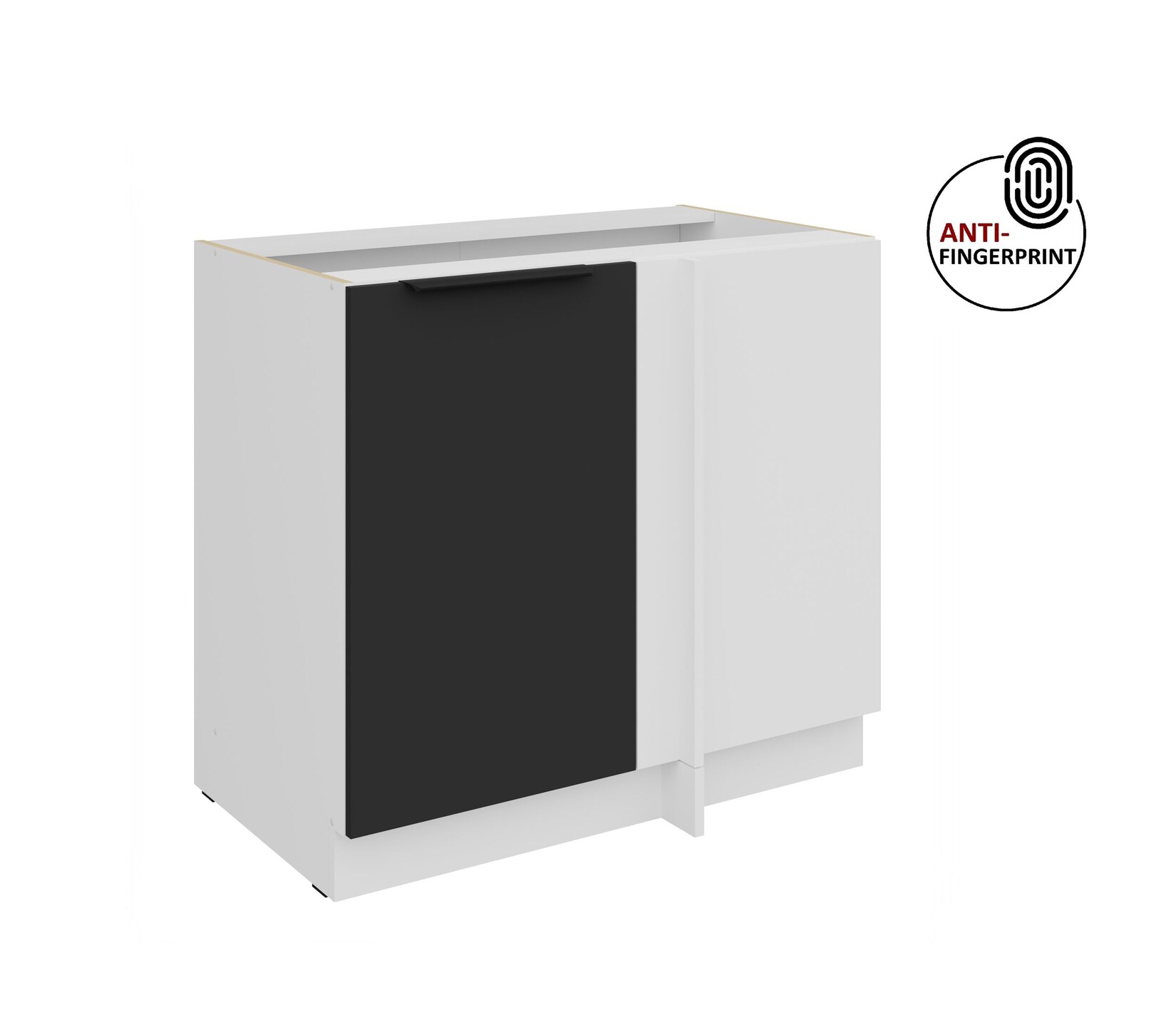 Küchen Eckschrank 105 cm Küche ARIA Schwarz matt Anti Fingerprint Küchenzeile