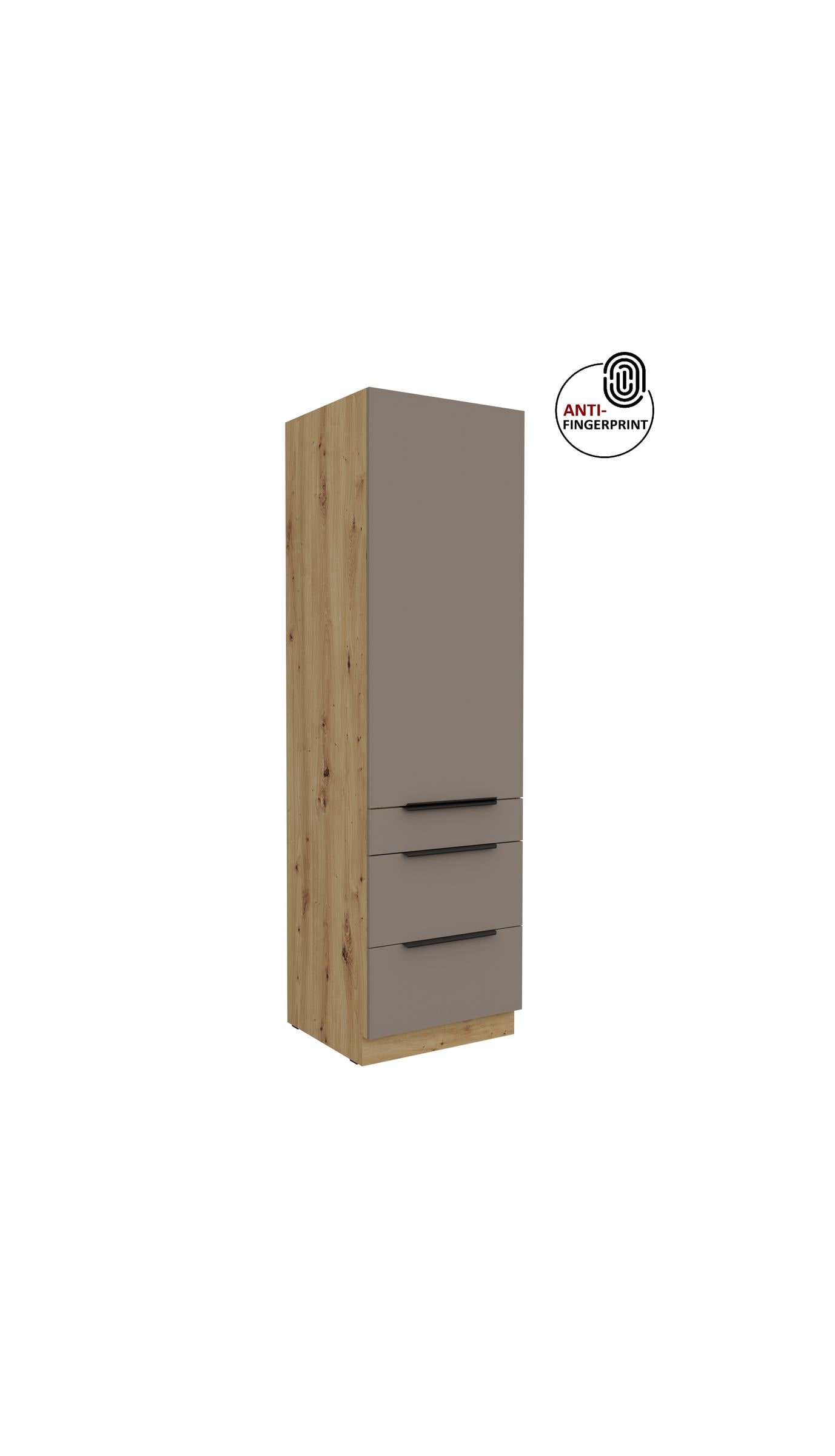 K&uuml;chen Hochschrank 60 cm K&uuml;che ARIA Sandgrau matt Anti Fingerprint K&uuml;chenzeile - Bild 1