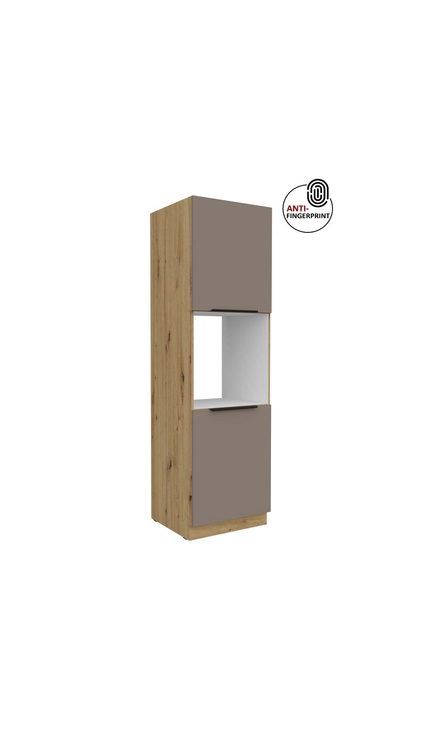 K&uuml;chen Hochschrank 60 cm K&uuml;che ARIA Sandgrau matt Anti Fingerprint K&uuml;chenzeile - Bild 1