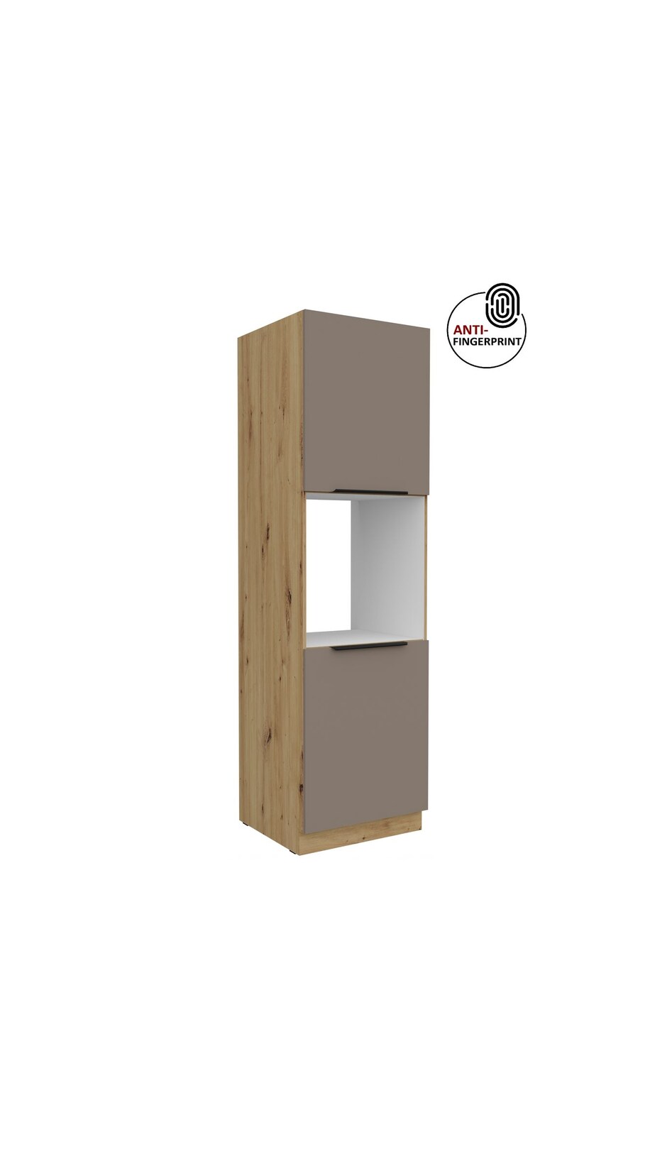 Küchen Hochschrank 60 cm Küche ARIA Sandgrau matt Anti Fingerprint Küchenzeile