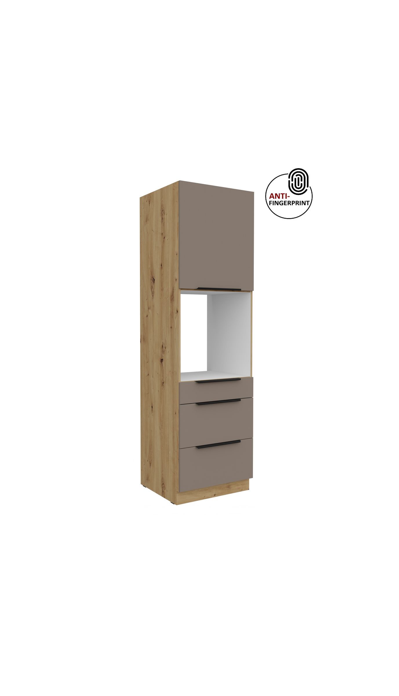 K&uuml;chen Hochschrank 60 cm K&uuml;che ARIA Sandgrau matt Anti Fingerprint K&uuml;chenzeile - Bild 1