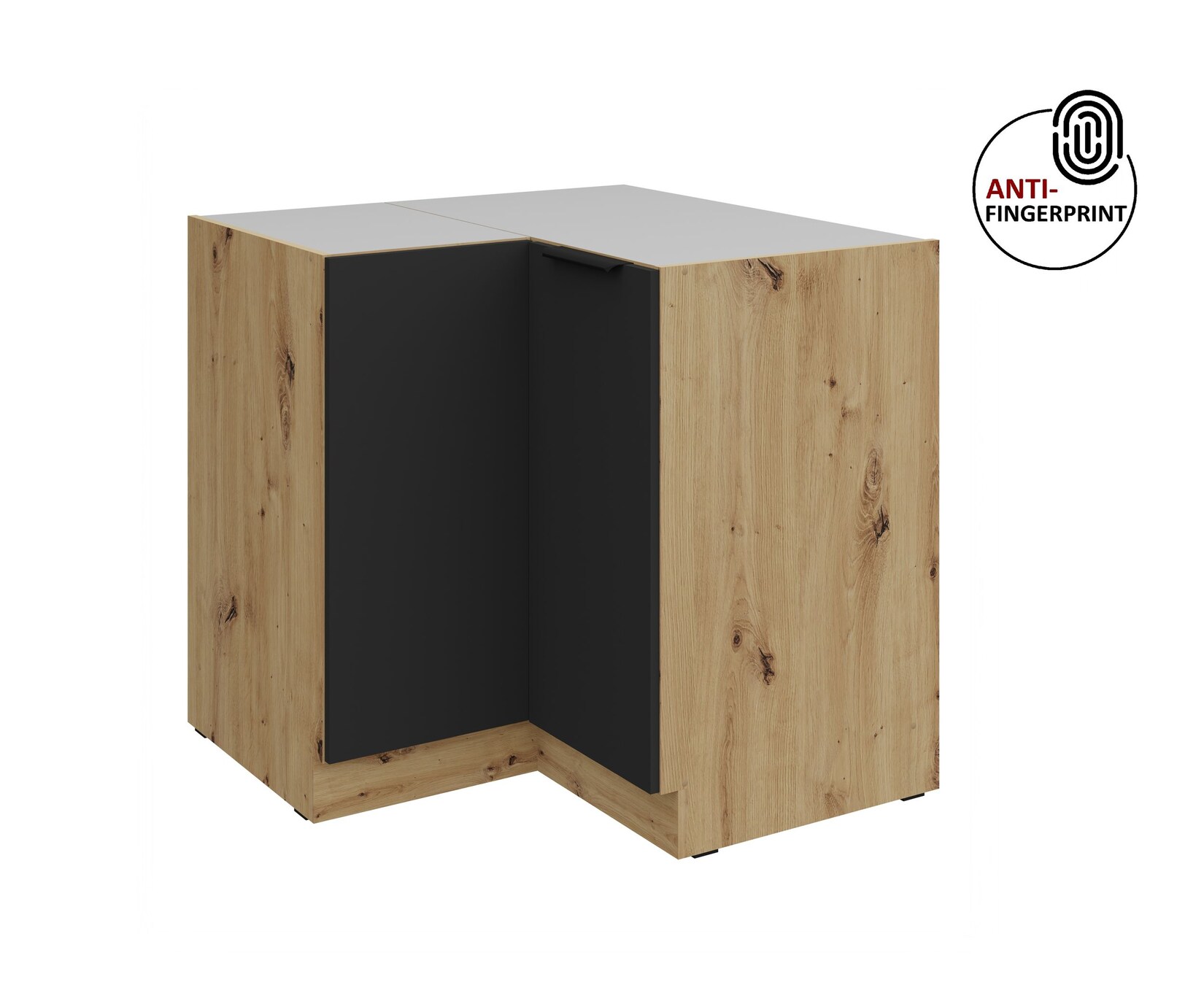 Küchen Eckschrank 90x90 Küche ARIA Schwarz matt Anti Fingerprint Küchenzeile