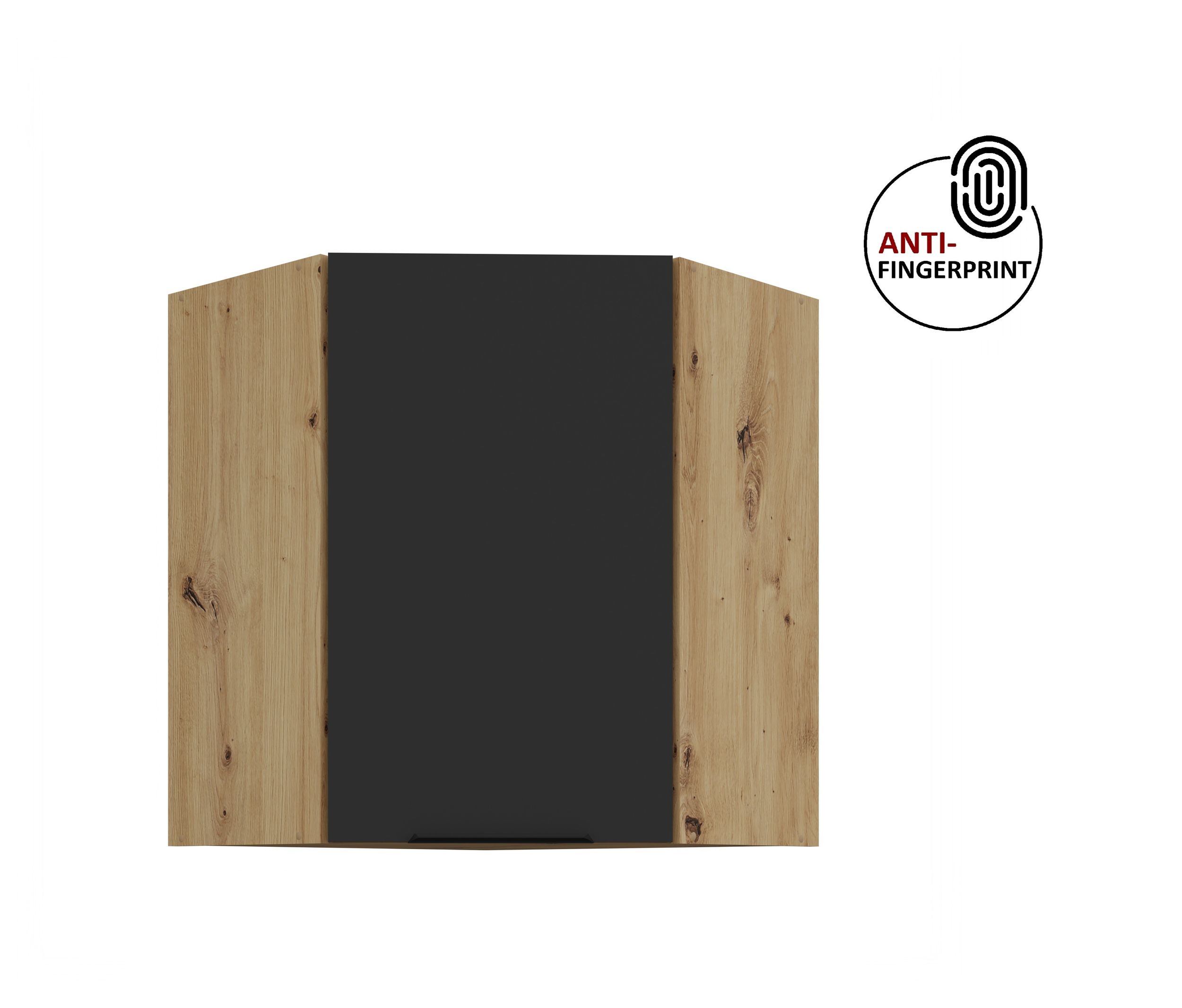 K&uuml;chen Eckschrank 60 cm K&uuml;che ARIA Schwarz matt Anti Fingerprint K&uuml;chenzeile - Bild 1