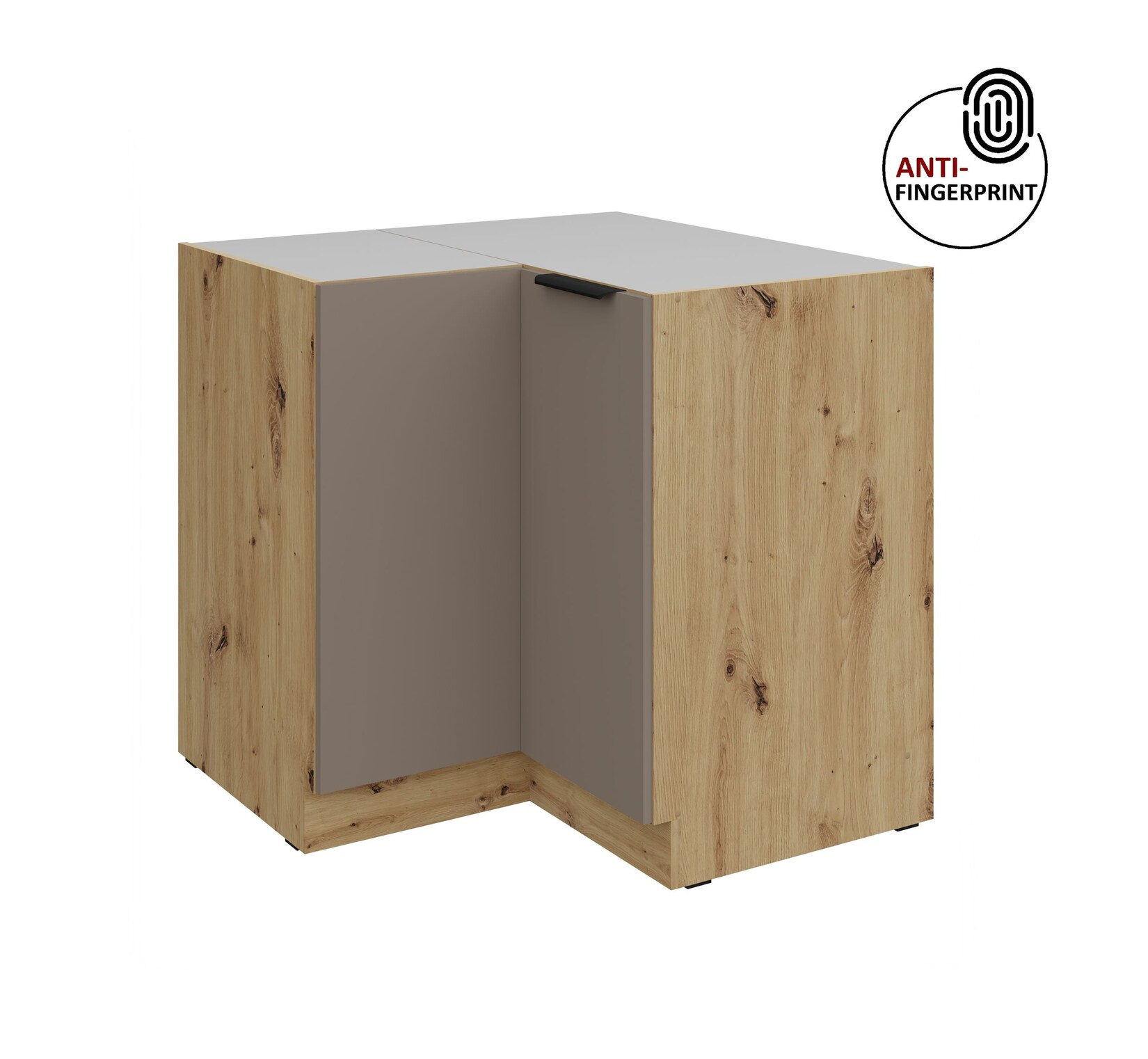 Küchen Eckschrank 90x90 Küche ARIA Sandgrau matt Anti Fingerprint Küchenzeile