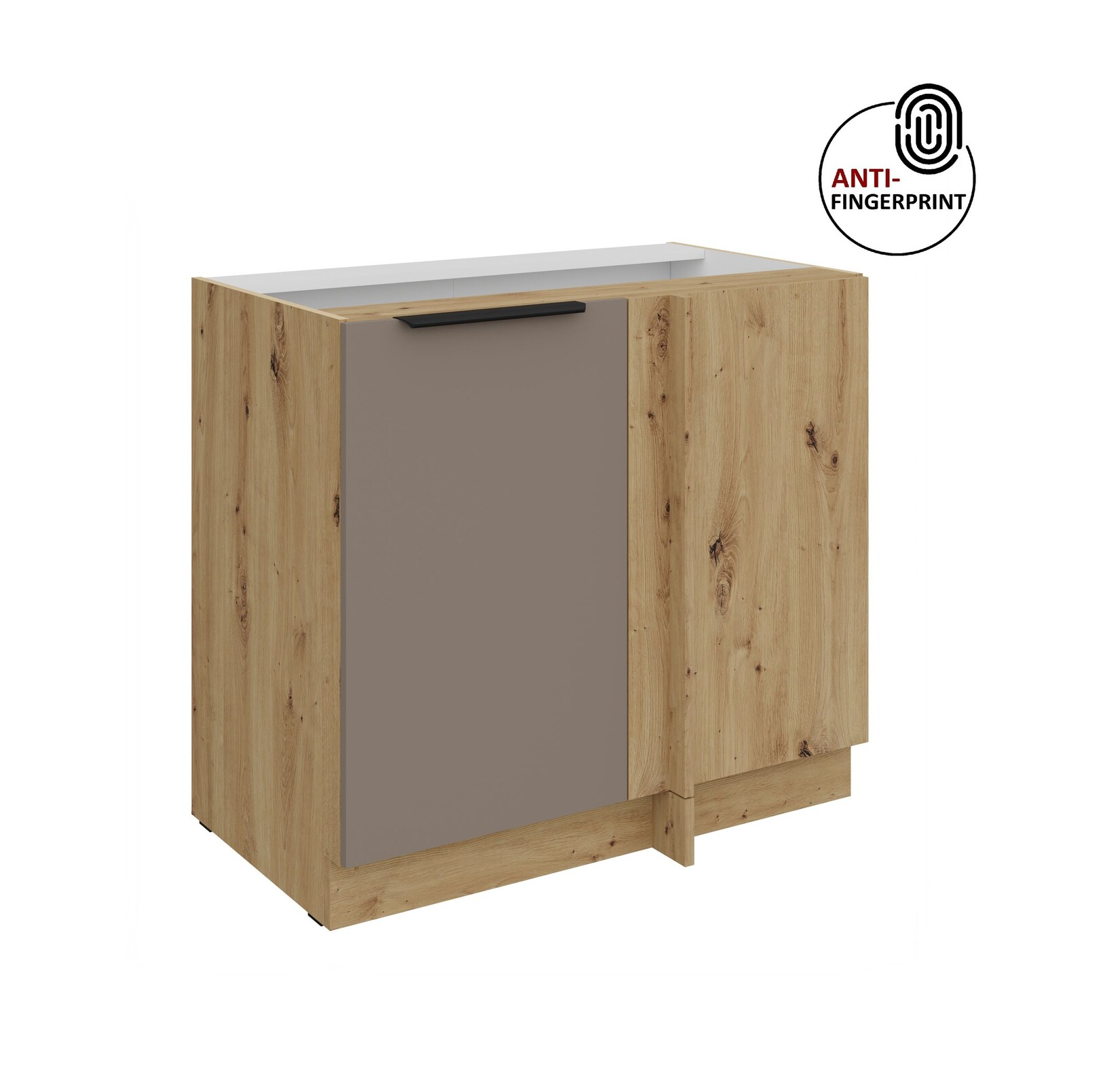 Küchen Eckschrank 105 cm Küche ARIA Sandgrau matt Anti Fingerprint Küchenzeile