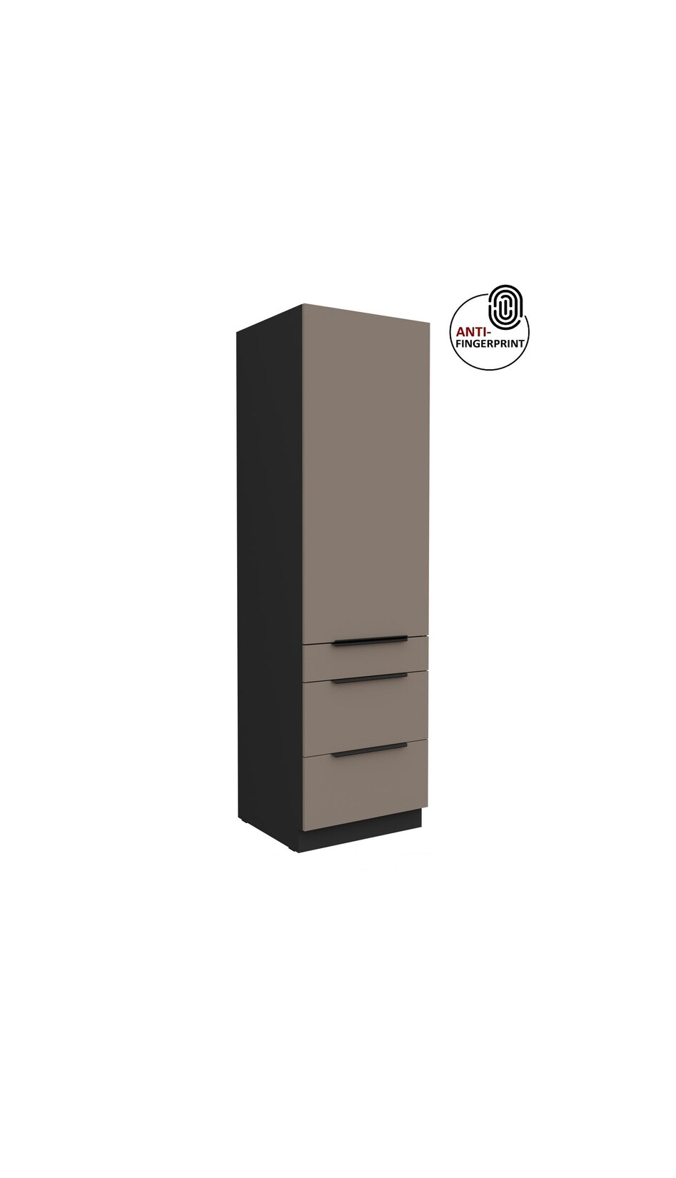 Küchen Hochschrank 60 cm Küche ARIA Sandgrau matt Anti Fingerprint Küchenzeile