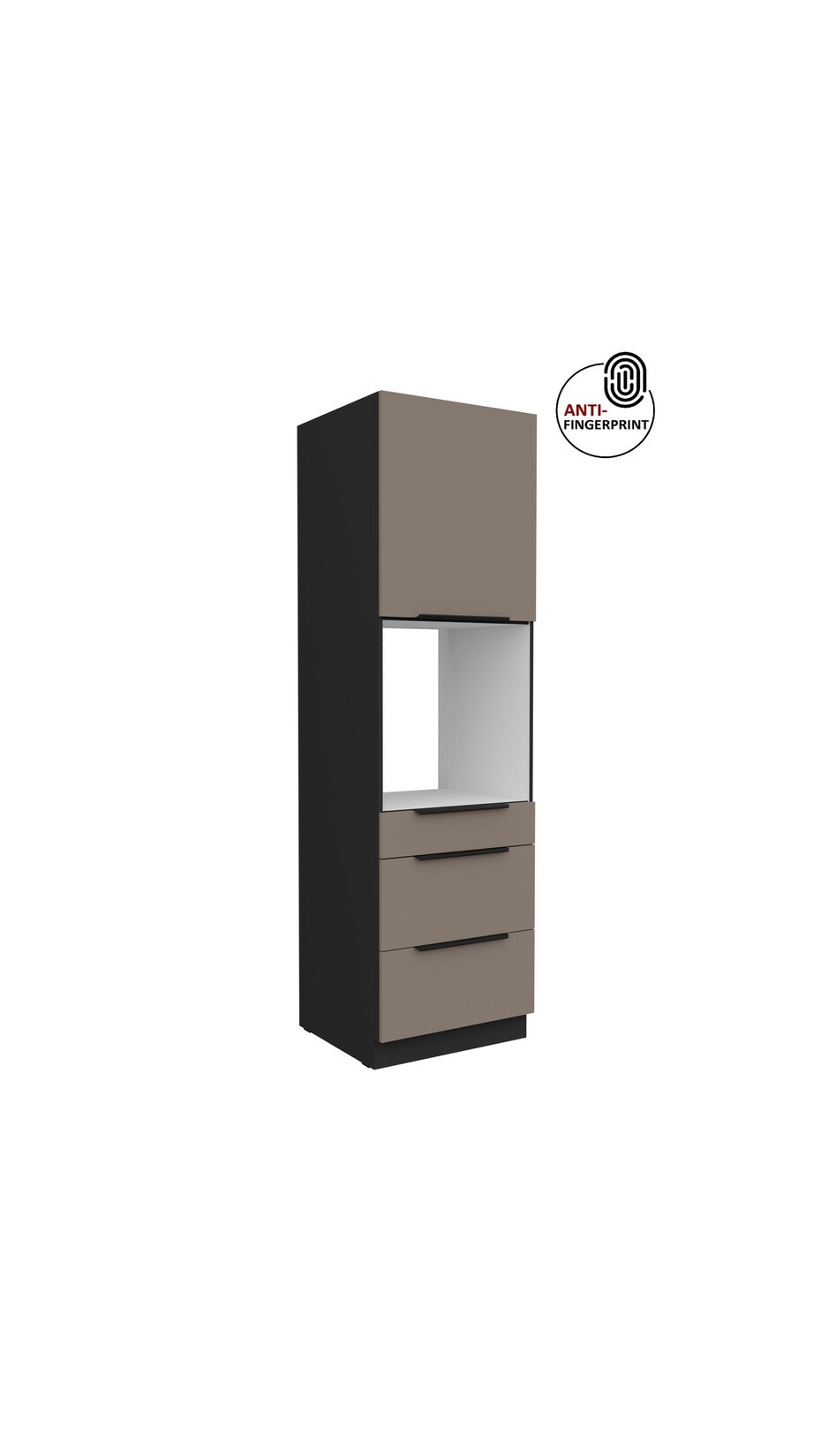 Küchen Hochschrank 60 cm Küche ARIA Sandgrau matt Anti Fingerprint Küchenzeile
