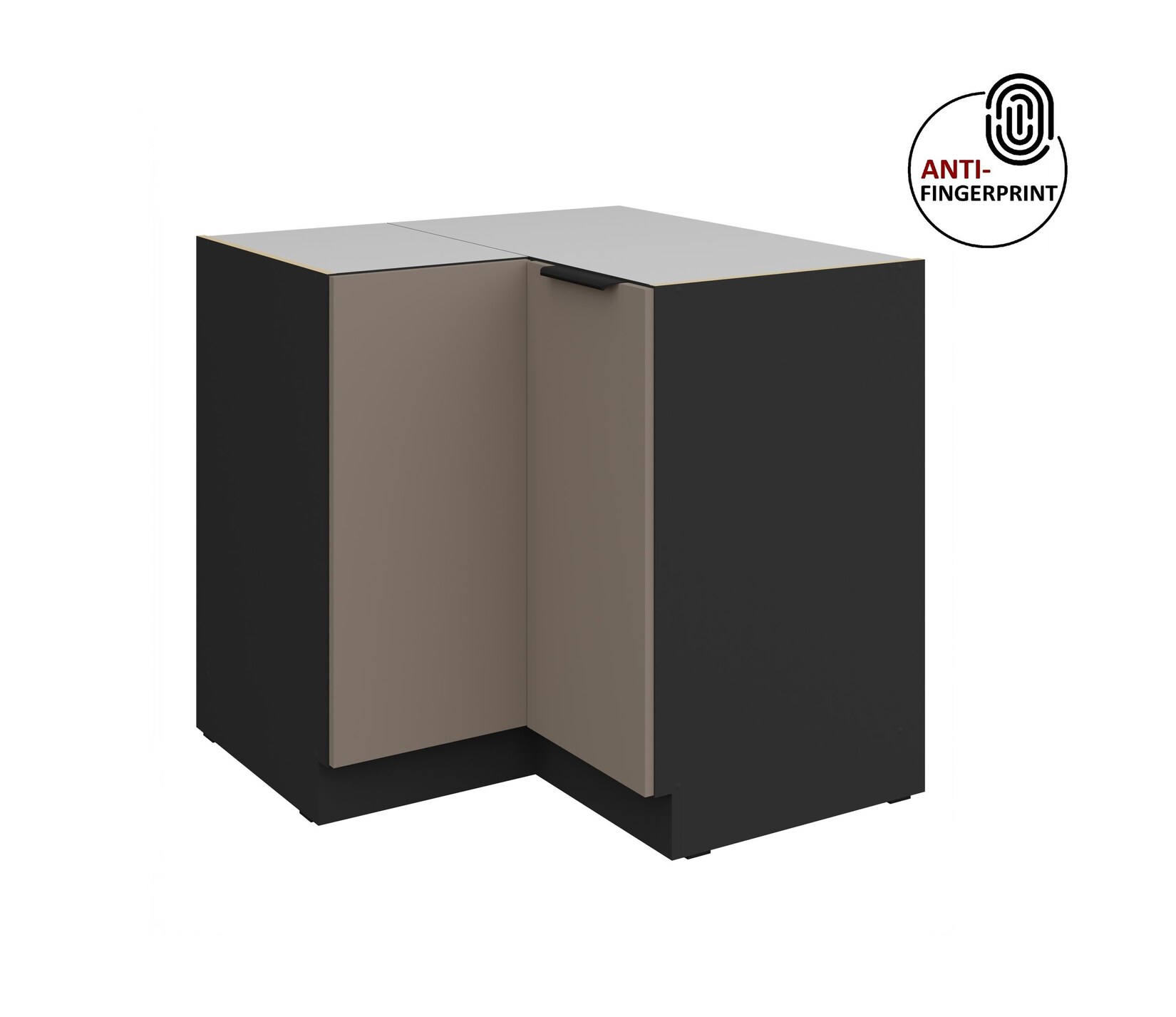 Küchen Eckschrank 90x90 Küche ARIA Sandgrau matt Anti Fingerprint Küchenzeile