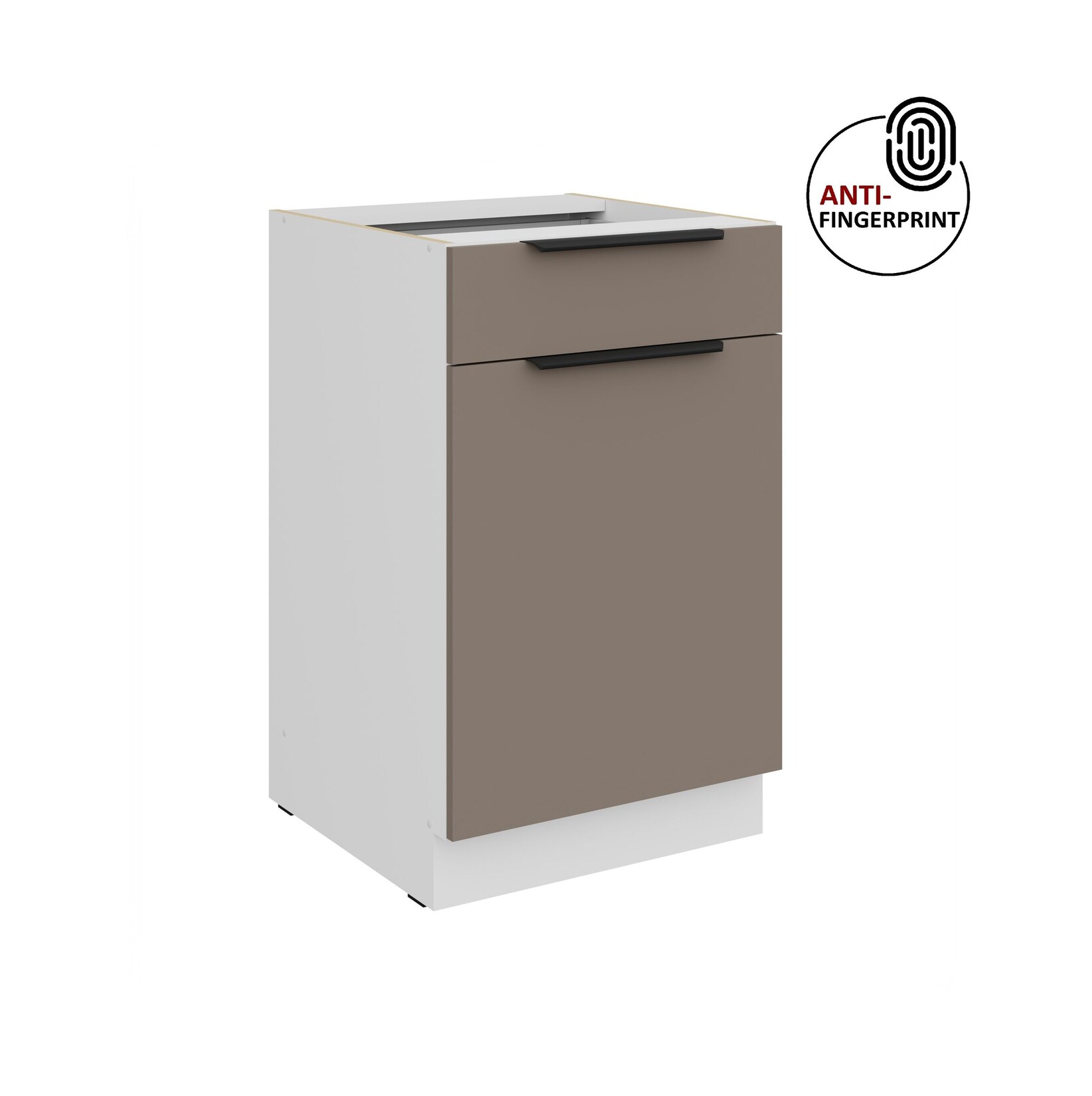 Küchen Unterschrank 50 cm Küche ARIA Sandgrau matt Anti Fingerprint Küchenzeile