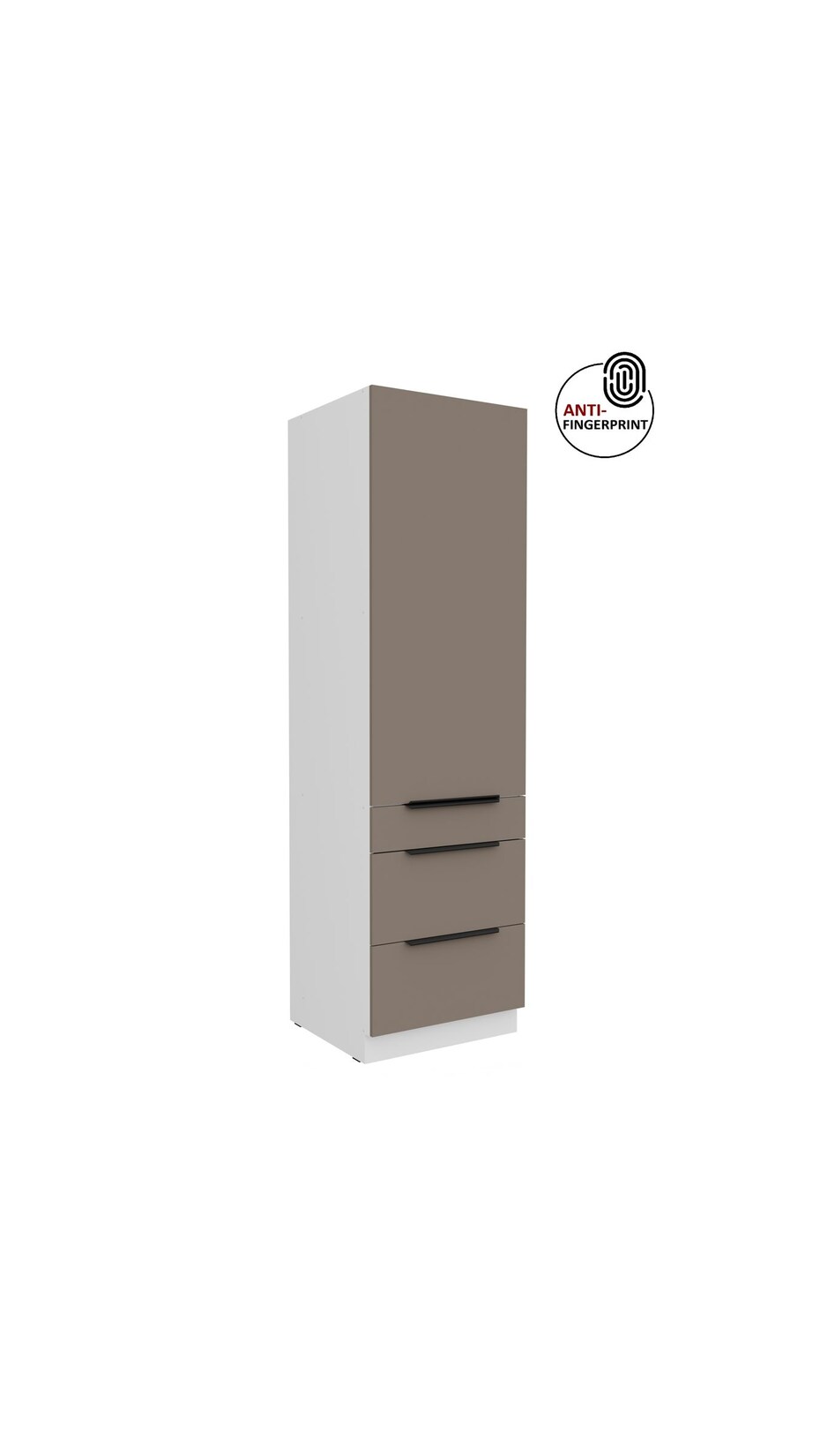 Küchen Hochschrank 60 cm Küche ARIA Sandgrau matt Anti Fingerprint Küchenzeile