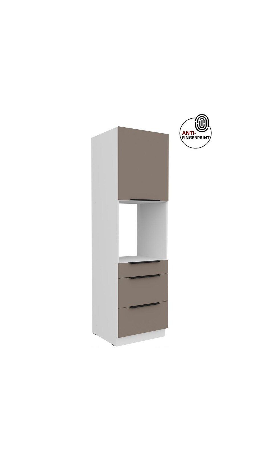 Küchen Hochschrank 60 cm Küche ARIA Sandgrau matt Anti Fingerprint Küchenzeile